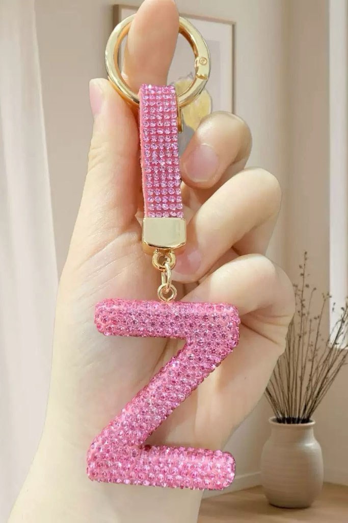 Pembe Renk Z Harf Taşlı Çanta Charm/ Anahtarlık