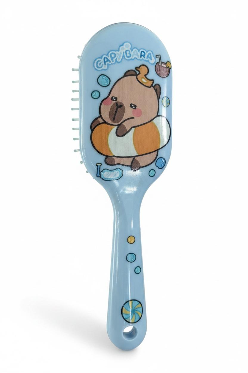 Mavi Renk Capybara Figürlü Çocuk Saç Tarama Fırçası/Tarak