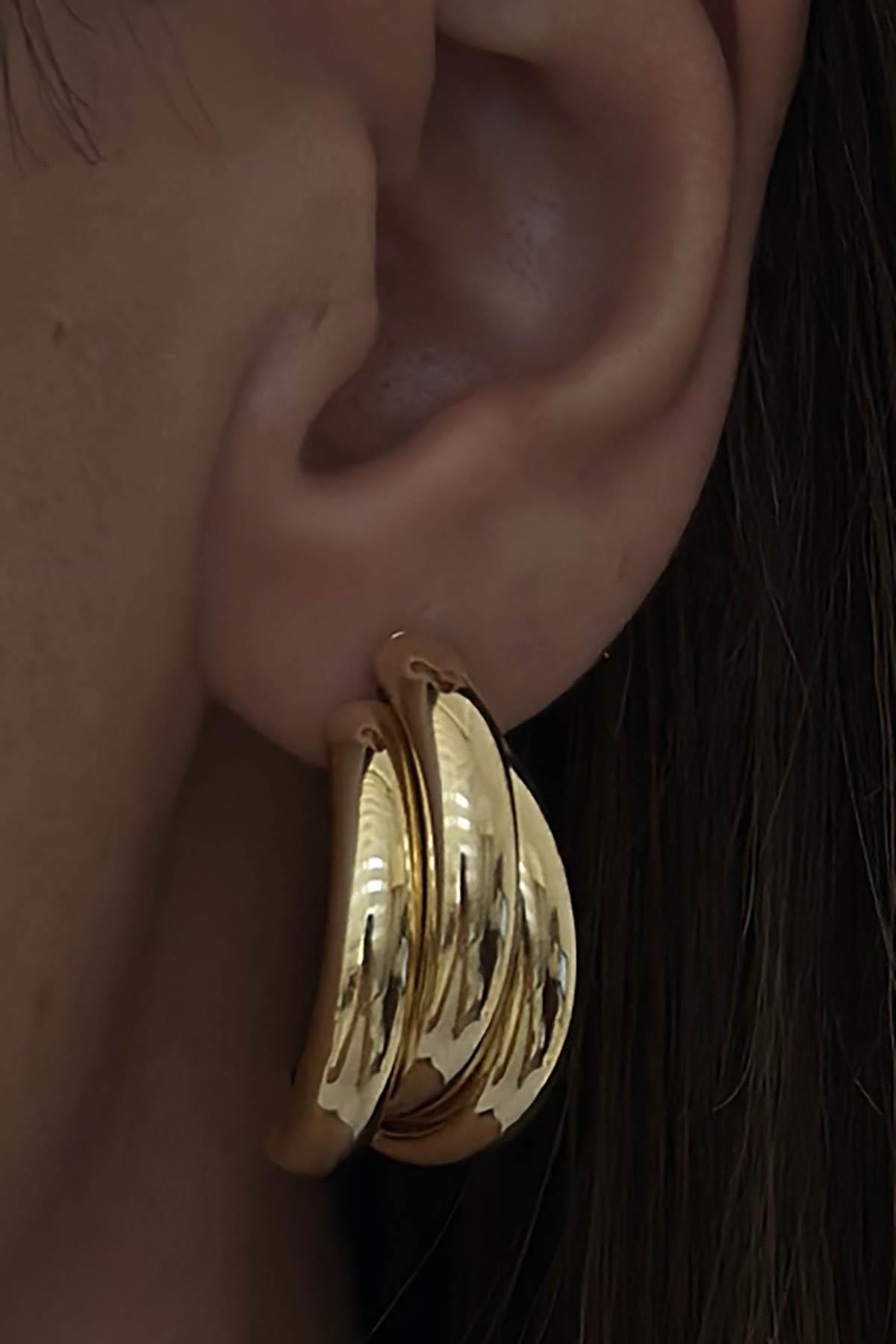 Altın Renk Çelik Küpe (Çift)