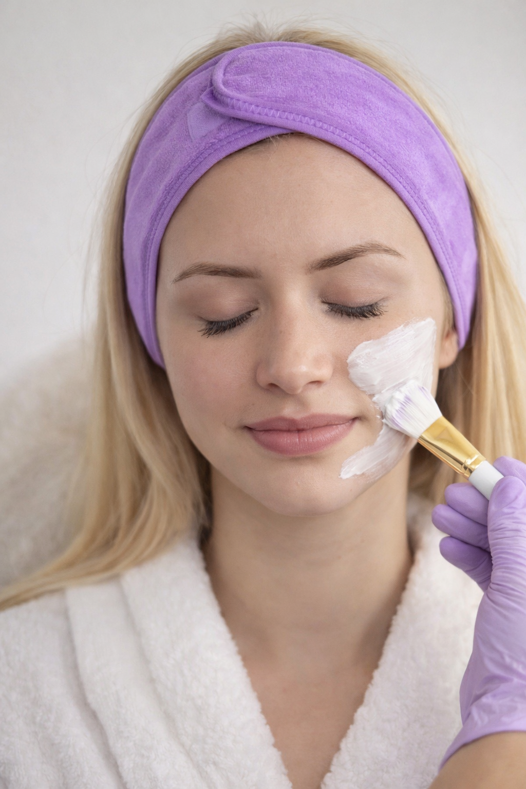 Lila Renk Cırt Bantlı Havlu Saç Bandı