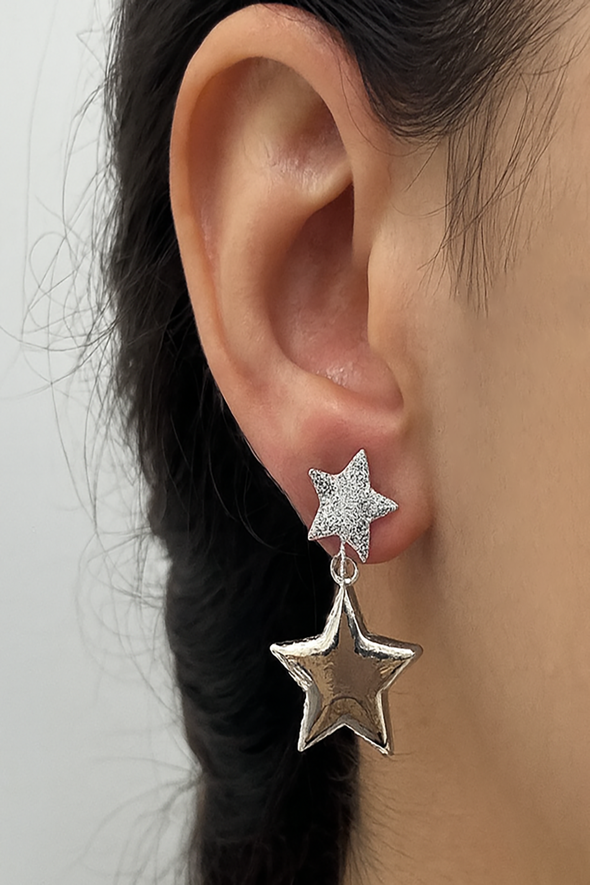 Gümüş Renk Yıldız Figürlü Taş Detaylı YSX Küpe (Çift)