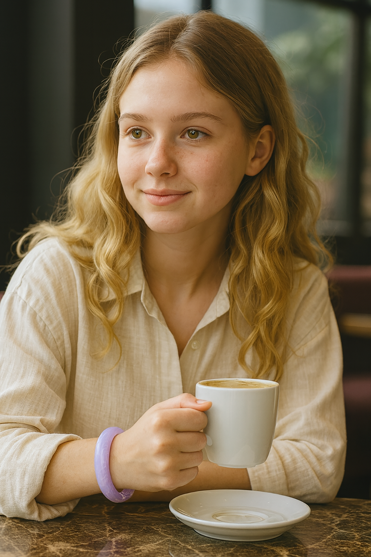 Mor Renk Kalın Kemik Mika Bileklik