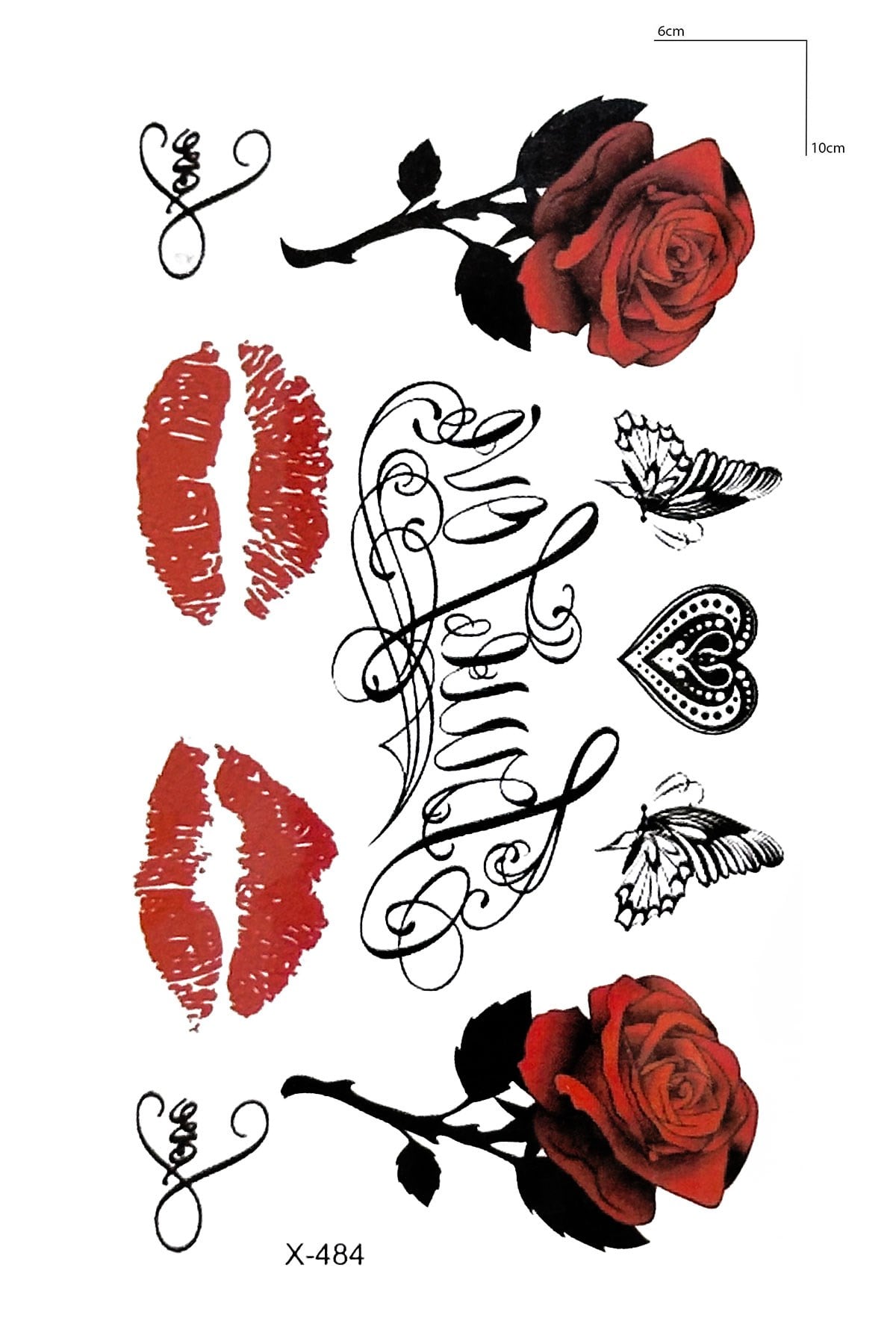 Karışık Gül Geçici Dövme Tattoo