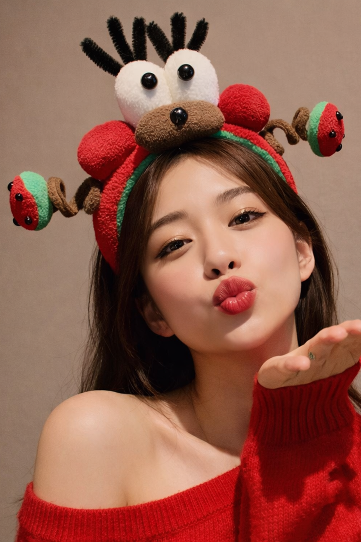 Kırmızı Renk Eğlenceli Peluş Taç