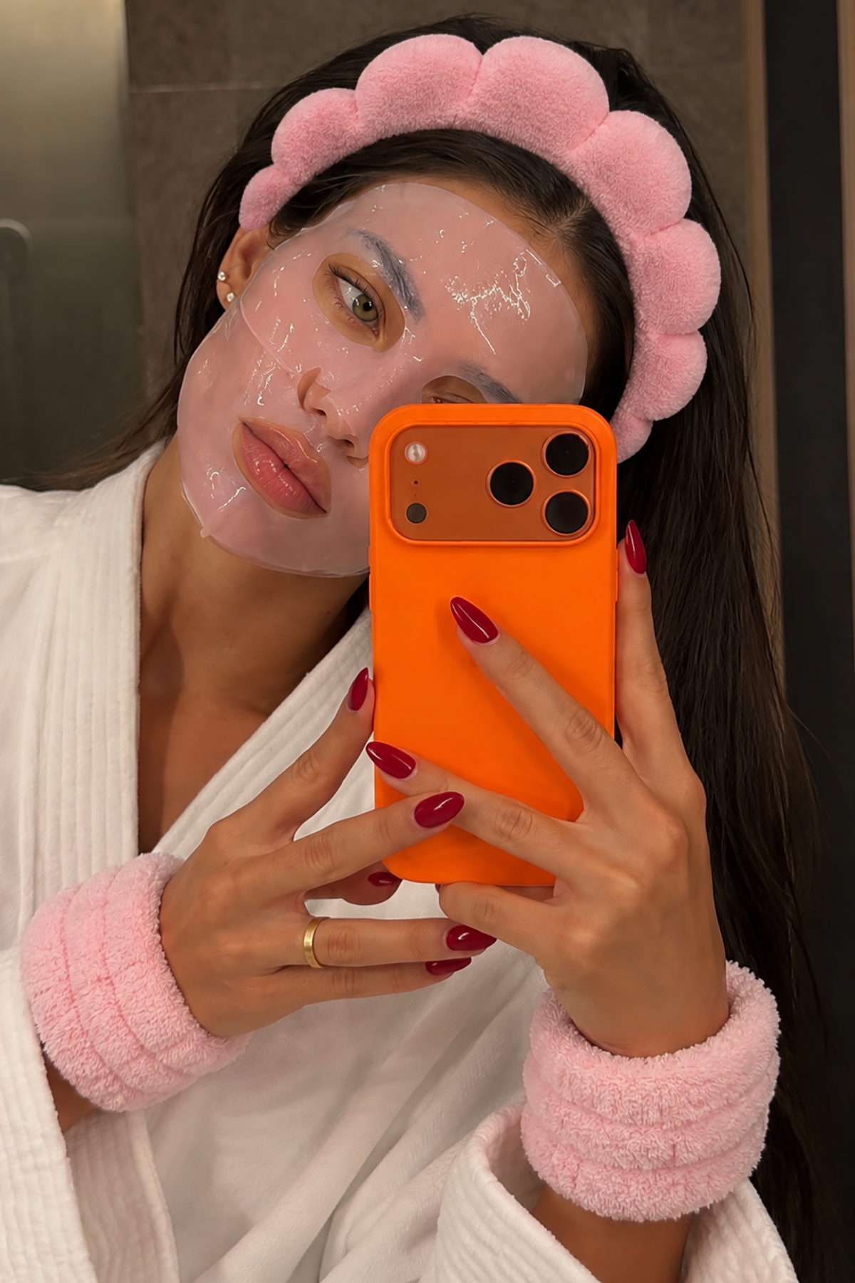 Açık Pembe Renk Spa Taç Ve Peluş Su Emici Havlu Bileklik Set