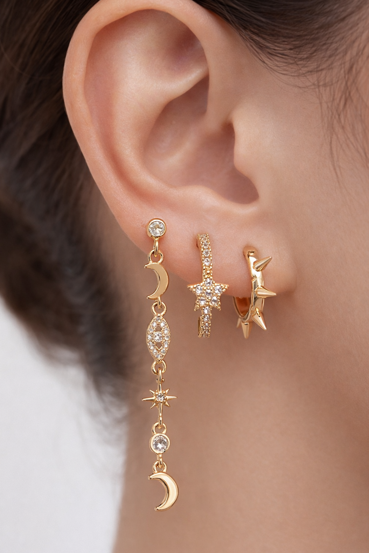 Altın Renk 3'lü Ysx Küpe Set