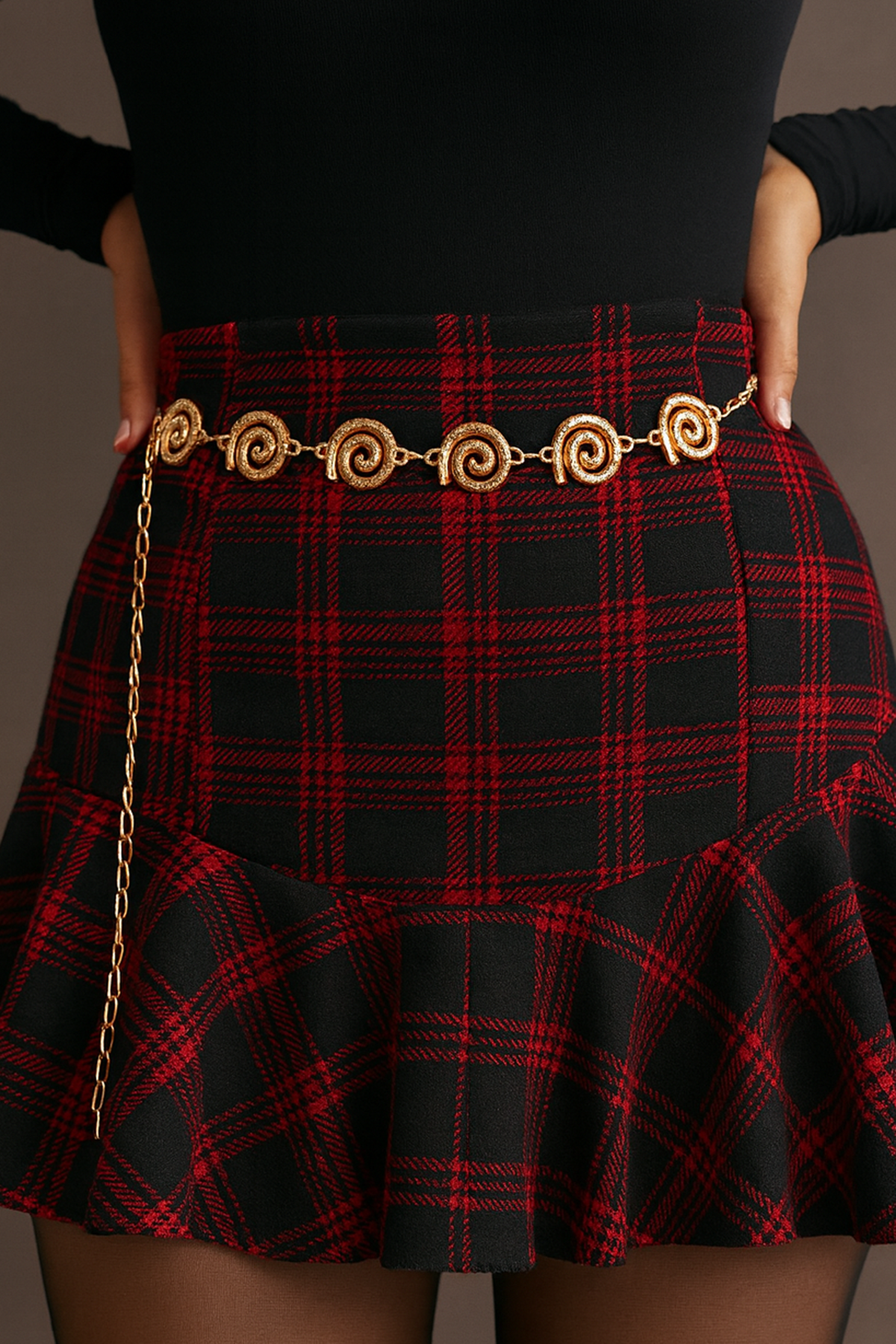 Altın Renk Salyangoz Figürlü Zincir Kemer