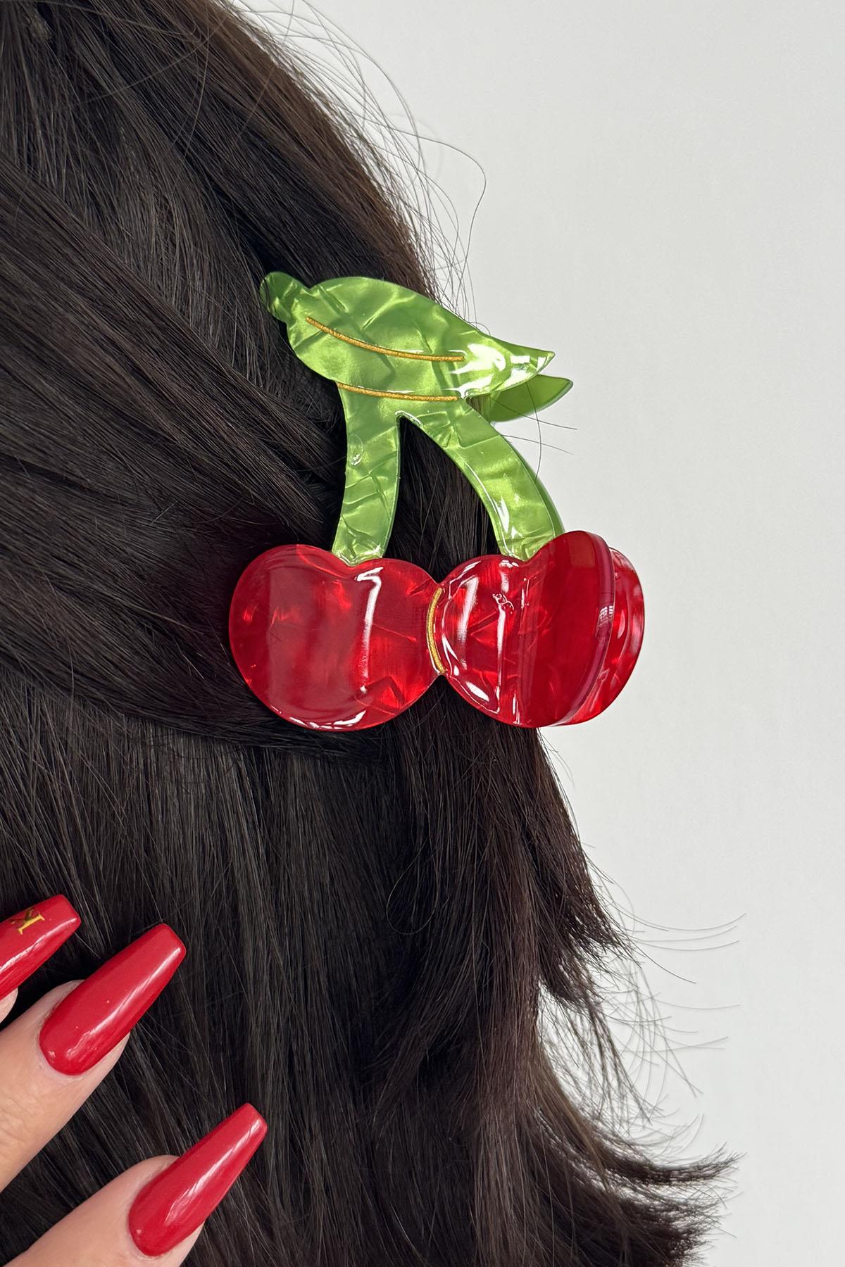 Karışık Renk Kiraz Figürlü Kemik Mandal Toka