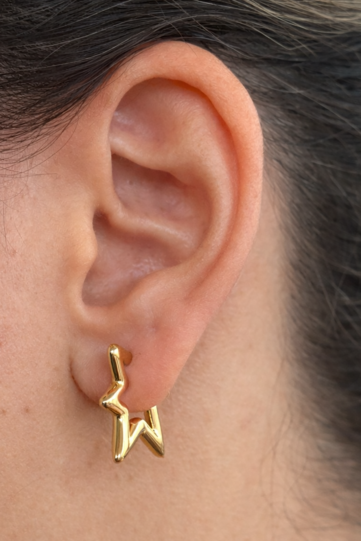 Altın Renk Yıldız Figürlü 14K Altın Kaplama Tx  Küpe (Çift)