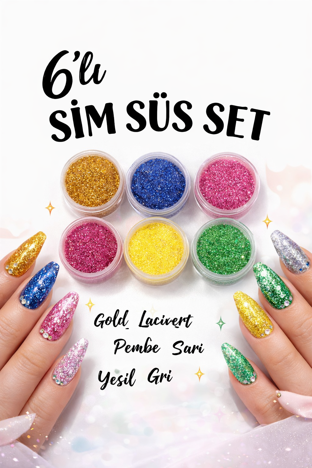 Karışık Renk Nail Art Tırnak Süsleme Simi