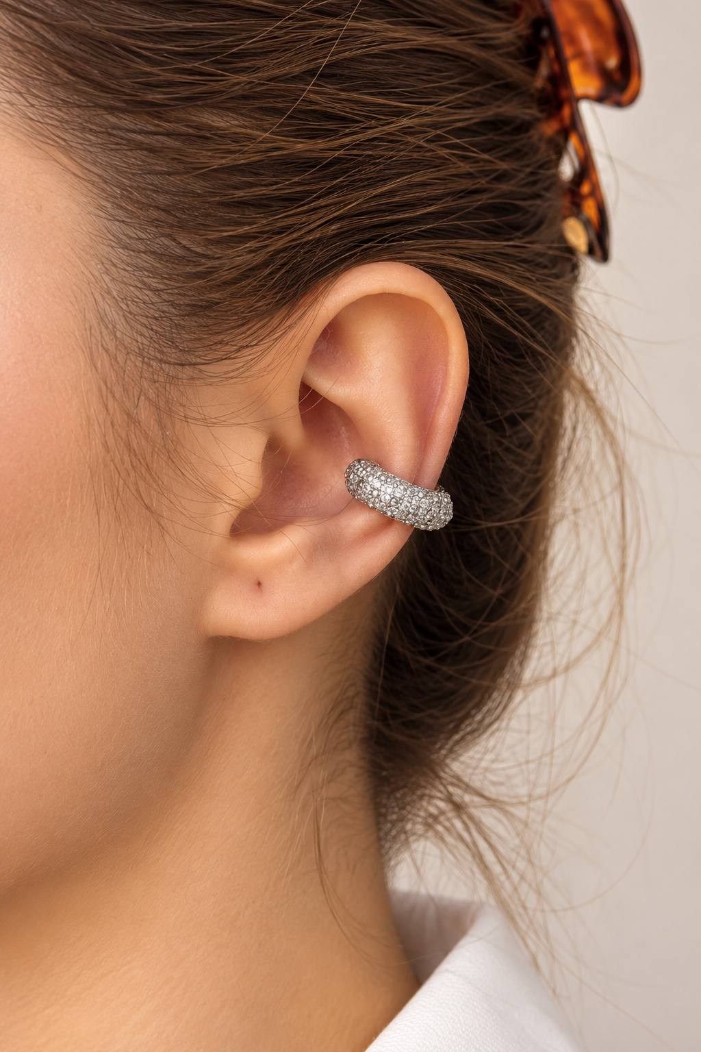 Altın Renk Taş Detaylı TX Ear Cuff (Tek)