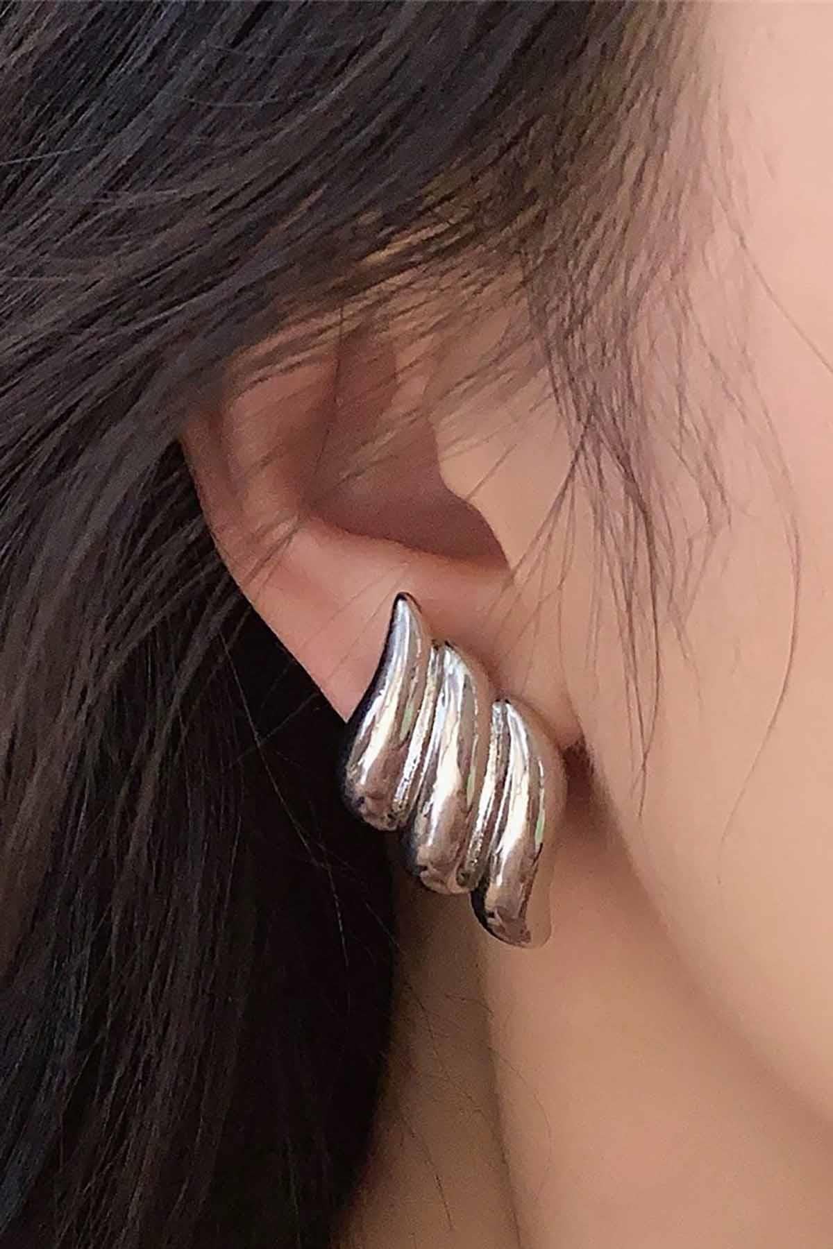 Gümüş Renk Çelik Küpe (Çift)