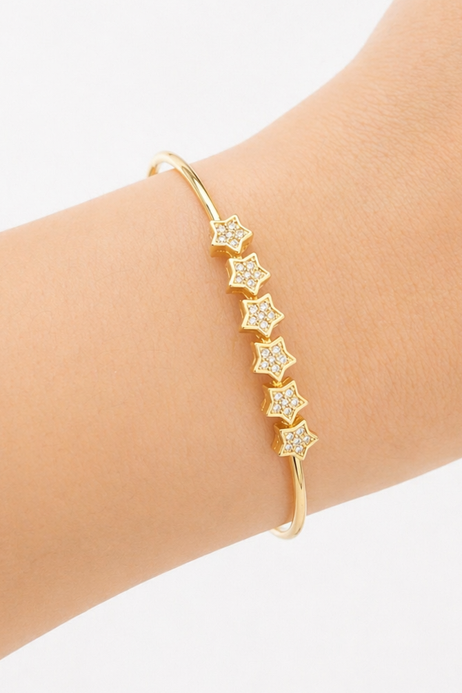 Altın Renk Yıldız Figürlü Kelepçe Bileklik