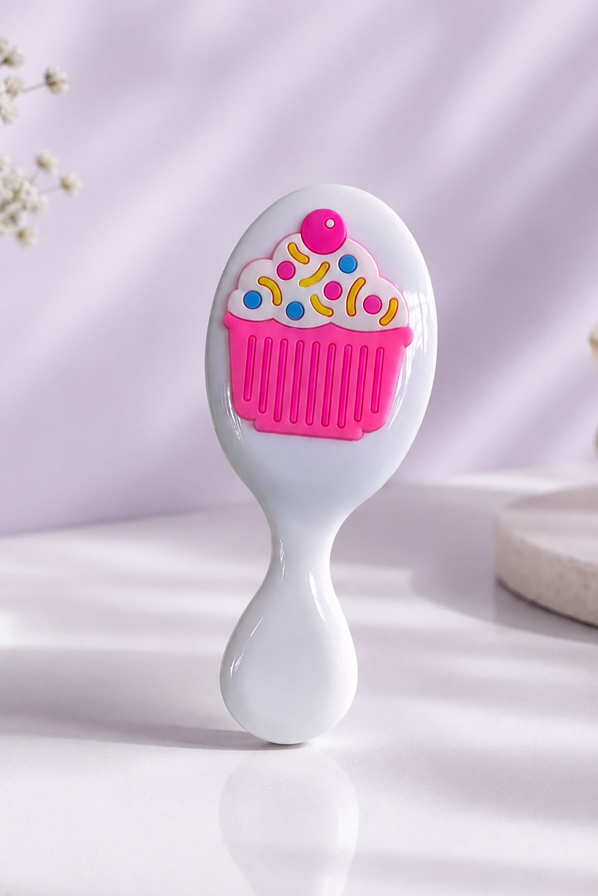 Beyaz Renk Cupcake Figürlü Çocuk Saç Tarama Fırçası/Tarak