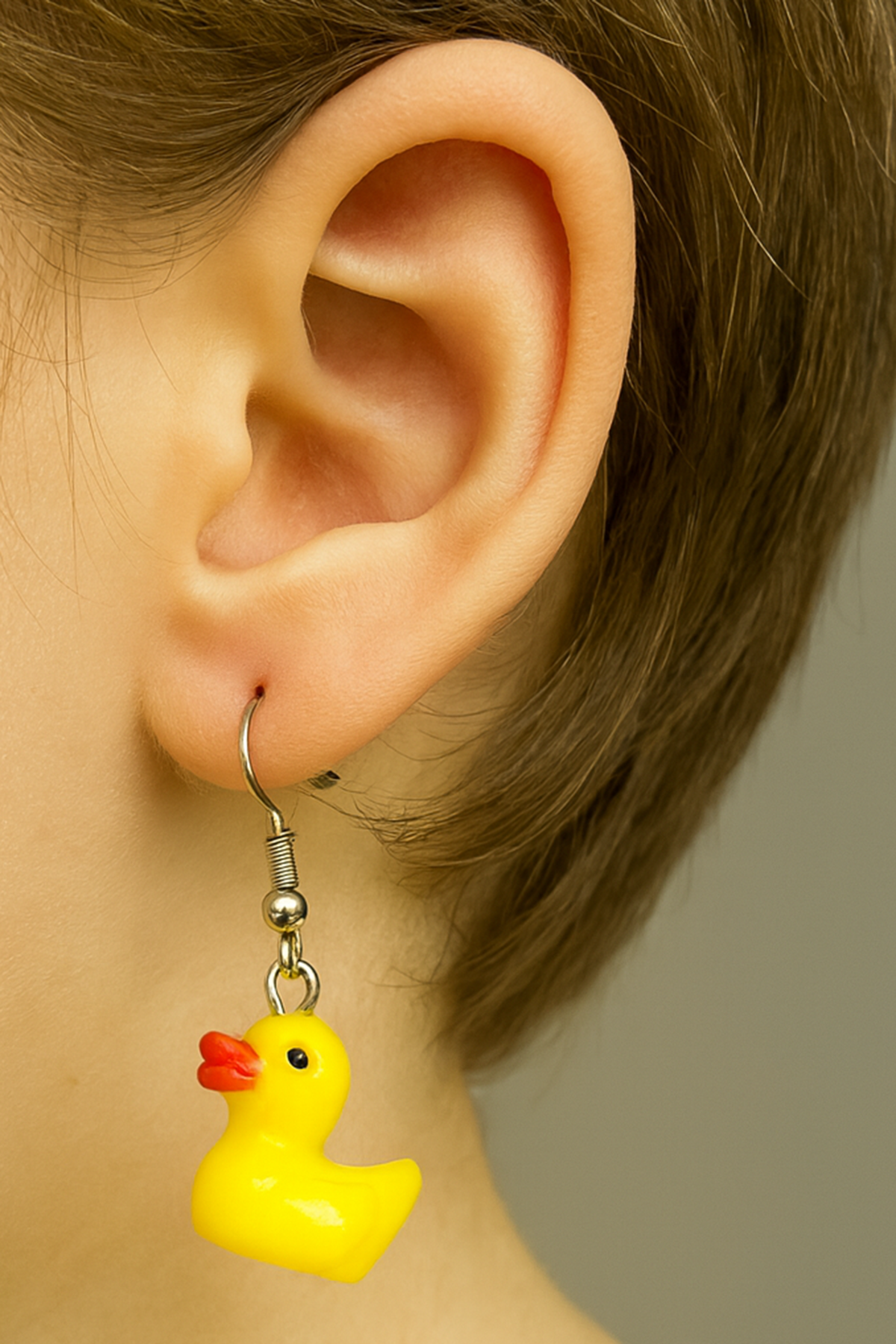 Sarı Renk Ördek Figürlü Çocuk Küpe (Çift)