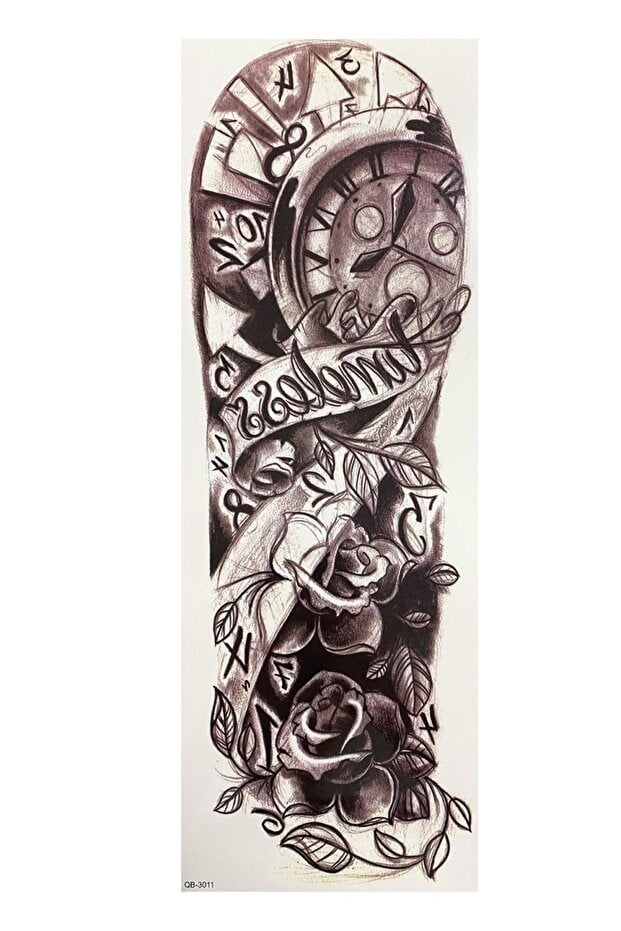 Saat Gül Kol Dövme Geçici Tattoo