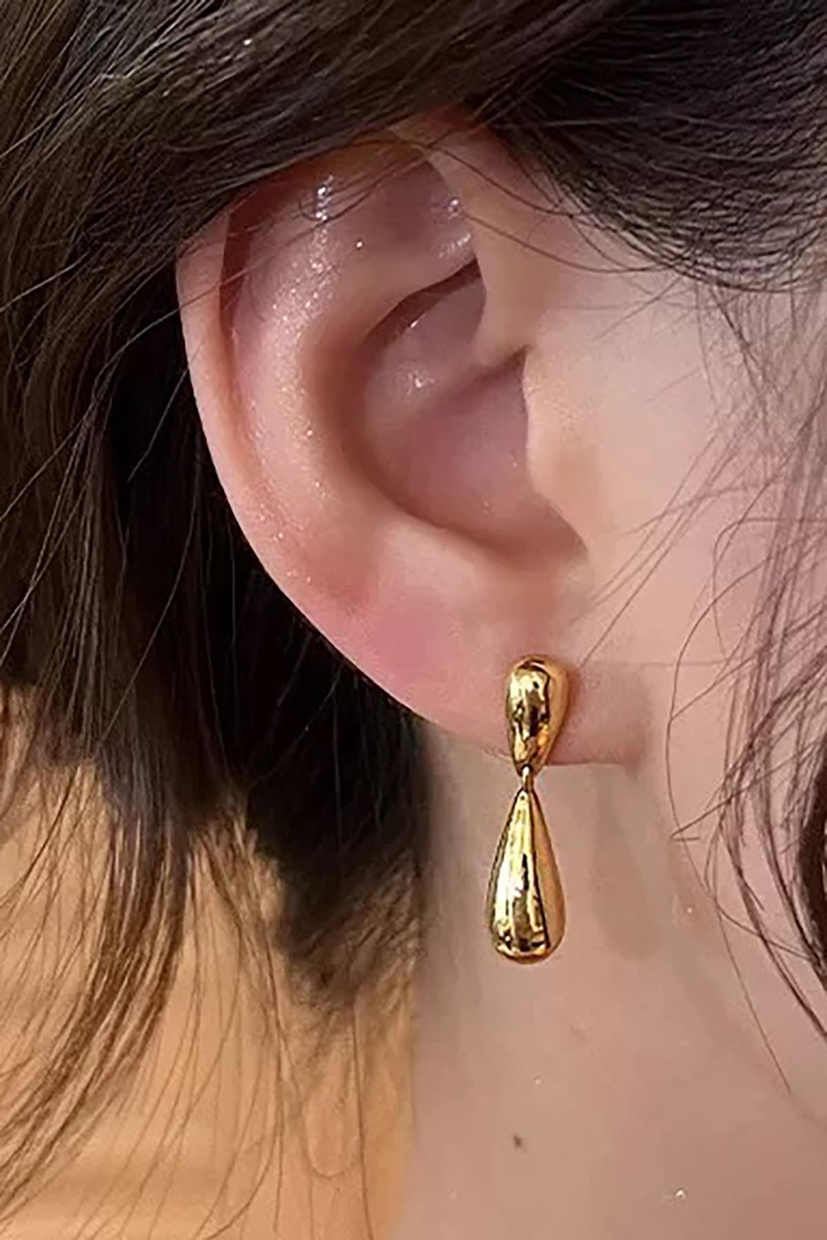 Altın Renk Çelik Küpe (Çift)