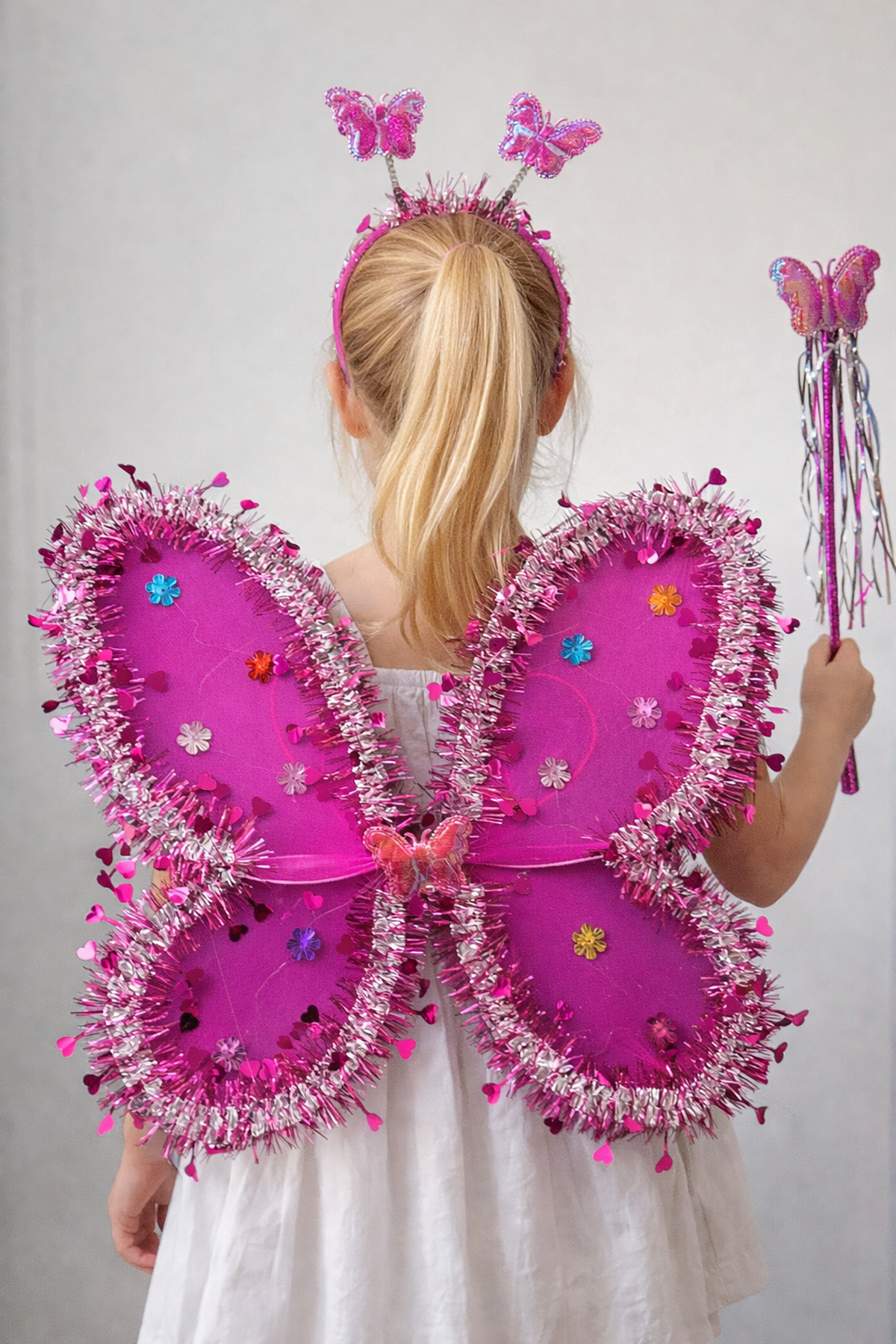 Fuşya Renk Kanat /Asa /Taç Set