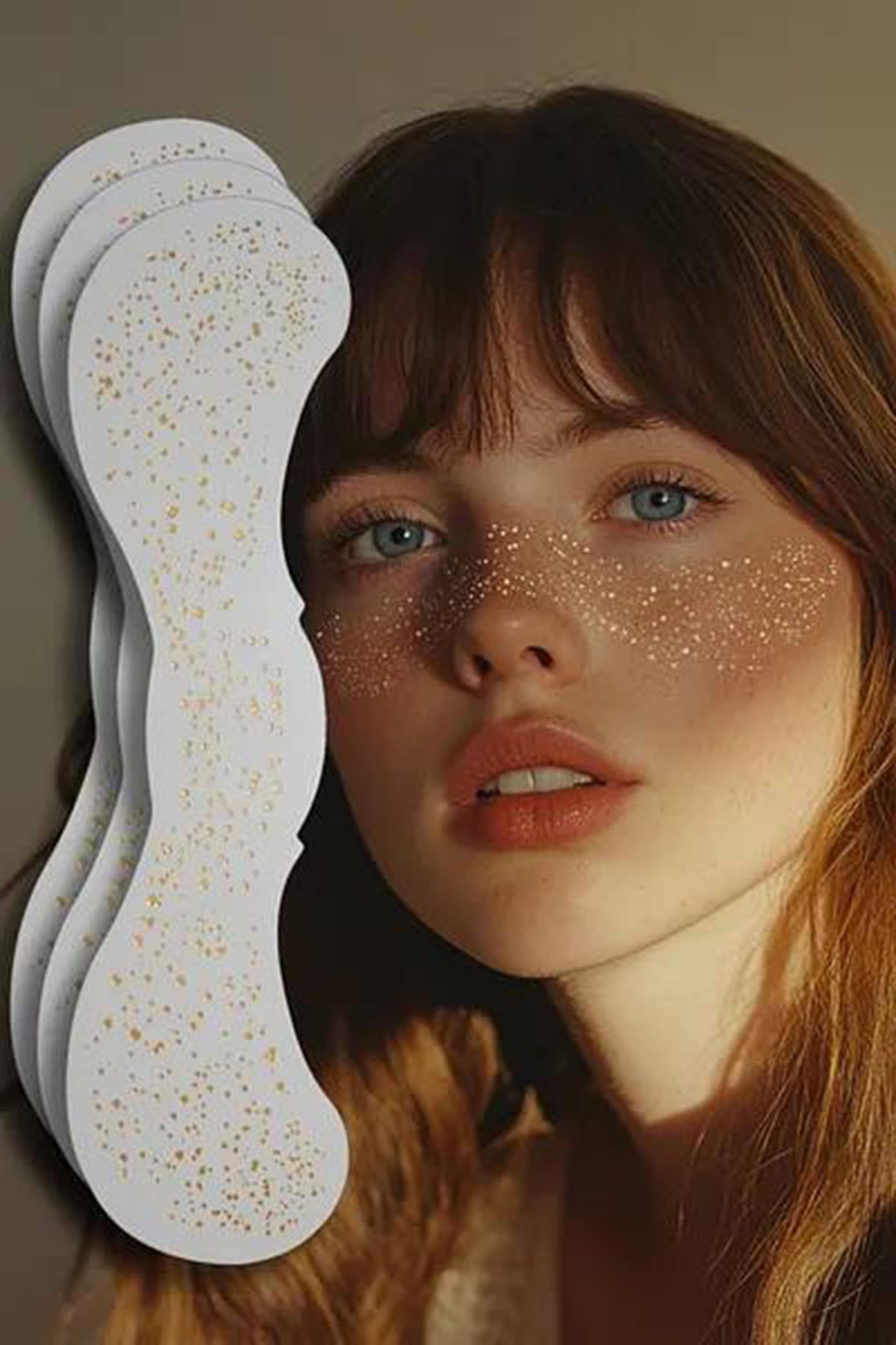Geçici Altın Çil Makyaj Bandı Glitter Parıltılı Simli Bant / Tattoo 
