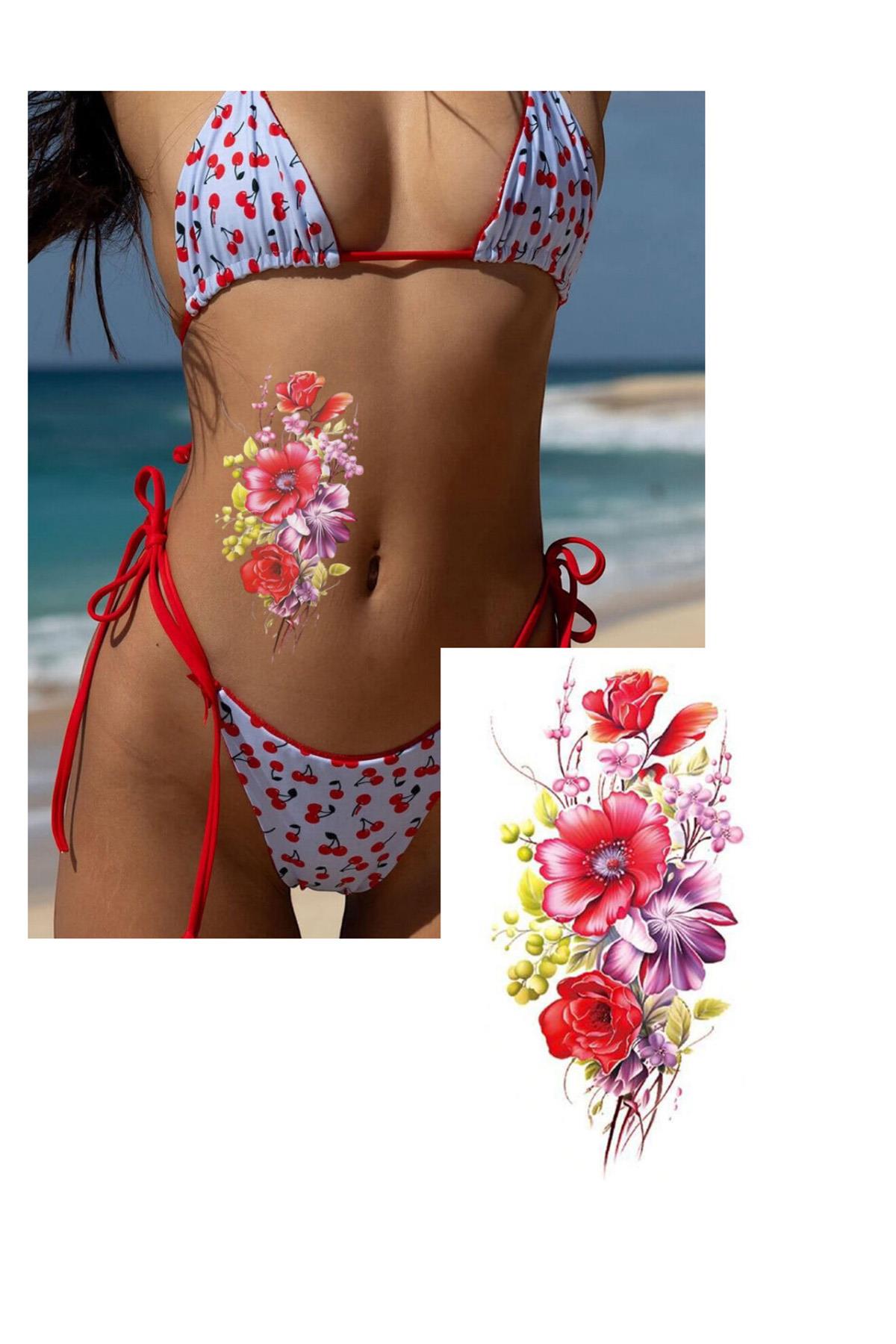 Geçici Çiçek Figürlü Dövme Tattoo