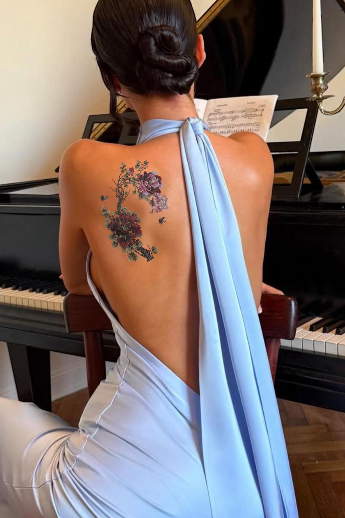 Geçici Çiçek Figürlü Dövme Tattoo