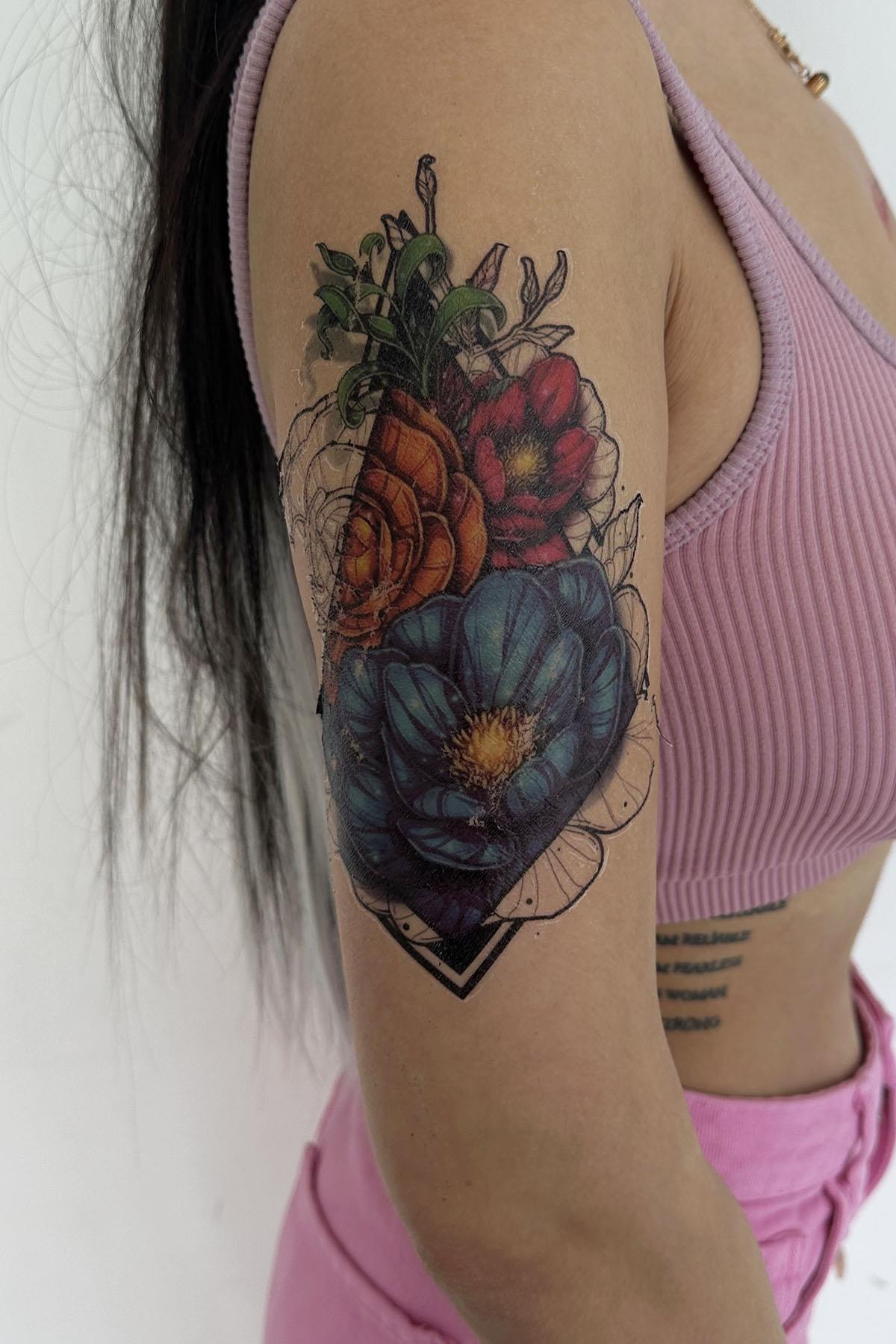 Geçici Gül Figürlü Dövme Tattoo