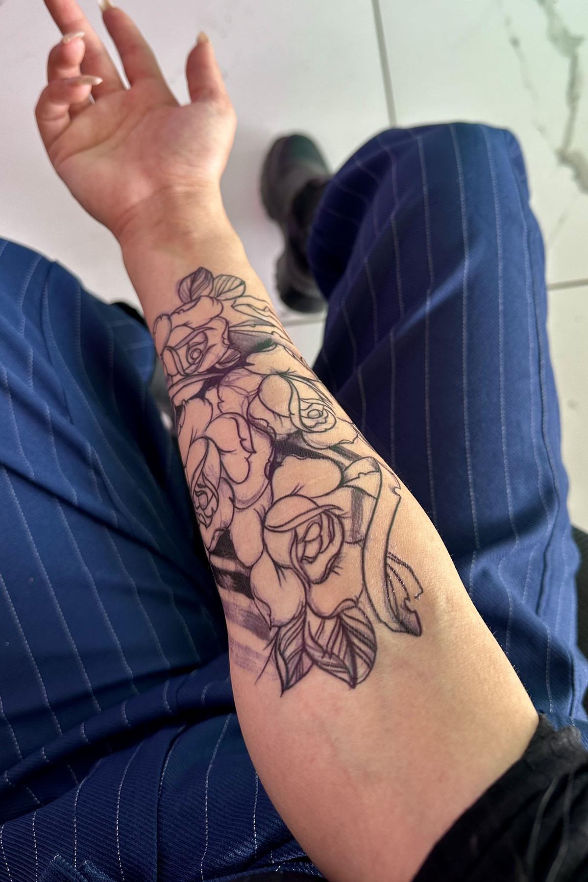 Geçici Gül Figürlü Dövme Tattoo