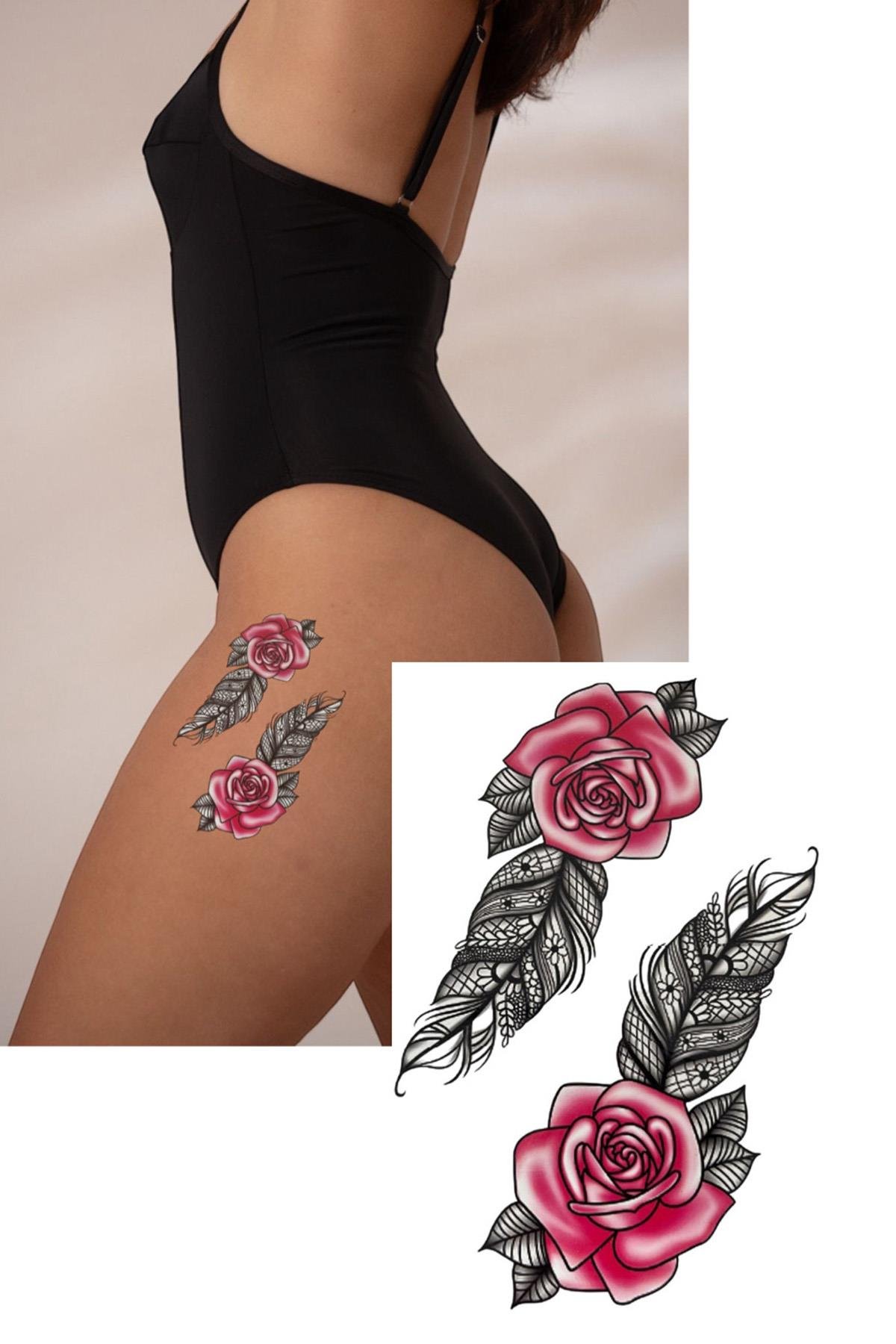 Geçici Gül Figürlü Dövme Tattoo