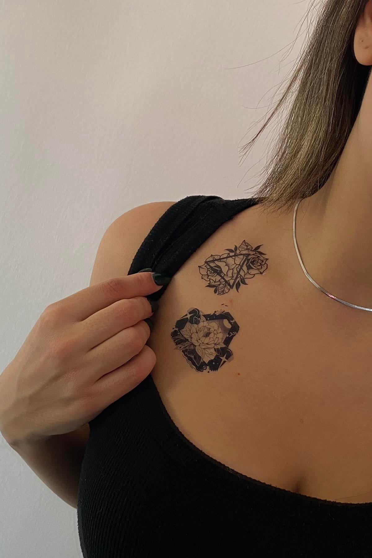 Geçici Gül Figürlü Mini Dövme Tattoo