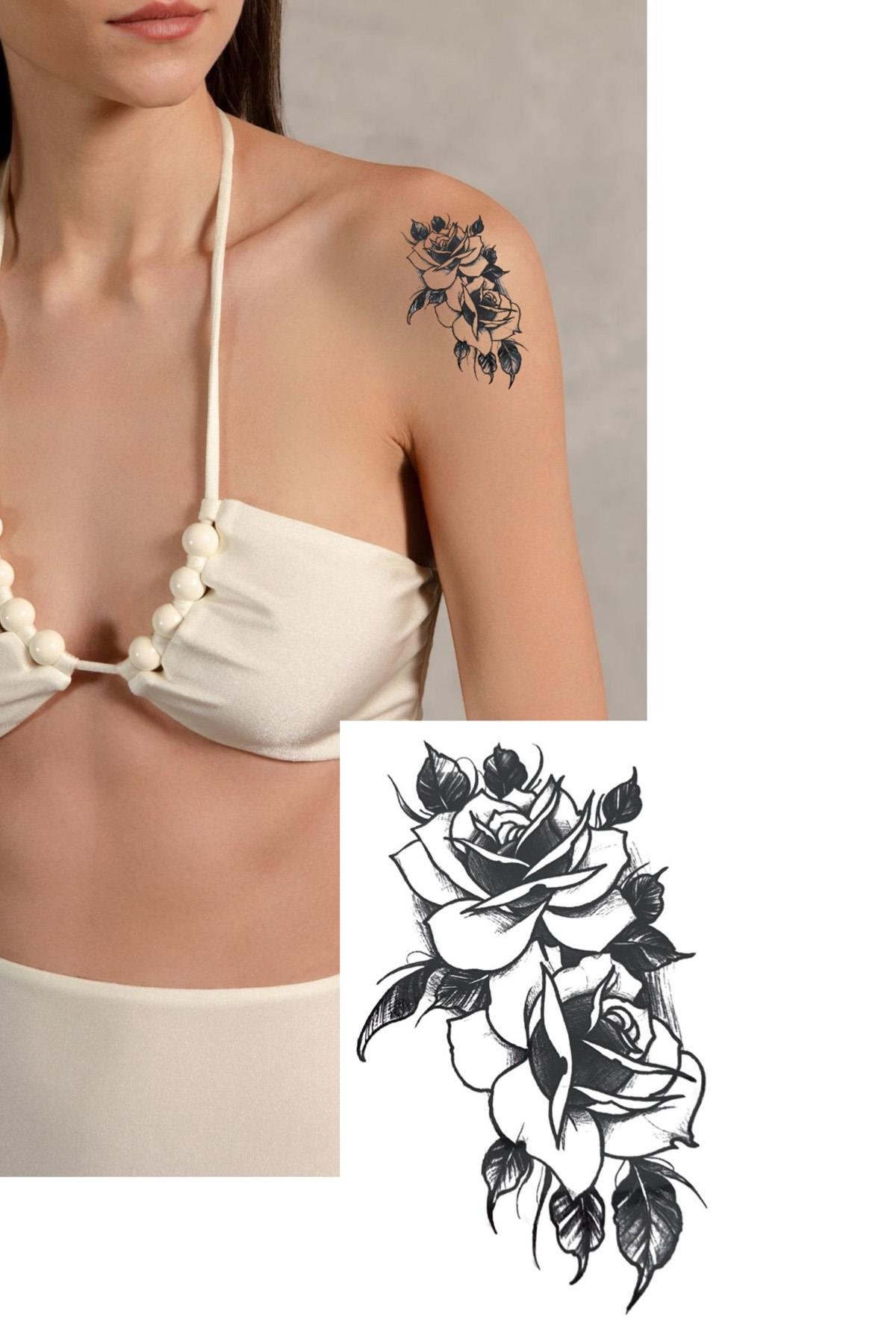 Geçici Gül Figürlü Mini Dövme Tattoo