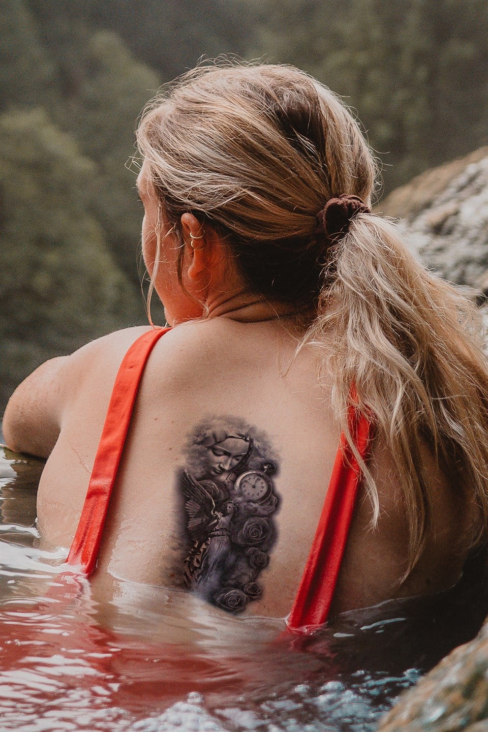 Temporary Rose and Clock Tattoo Tattoo