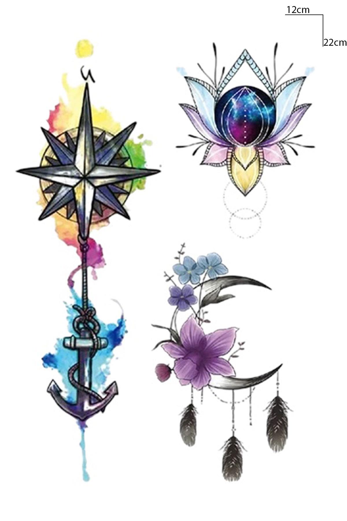 Geçici Karışık Figürlü Dövme Tattoo