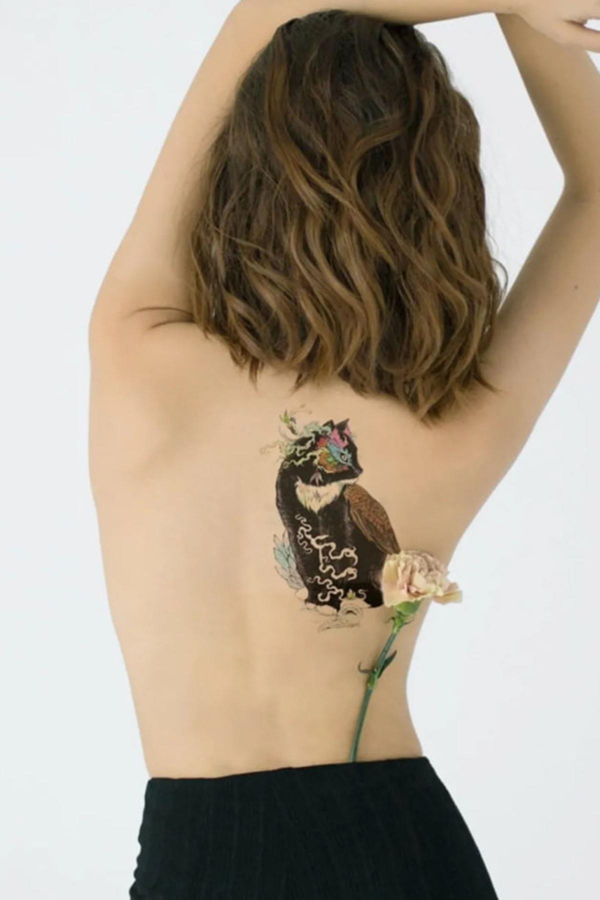 Geçici Kedi Figürlü Dövme Tattoo