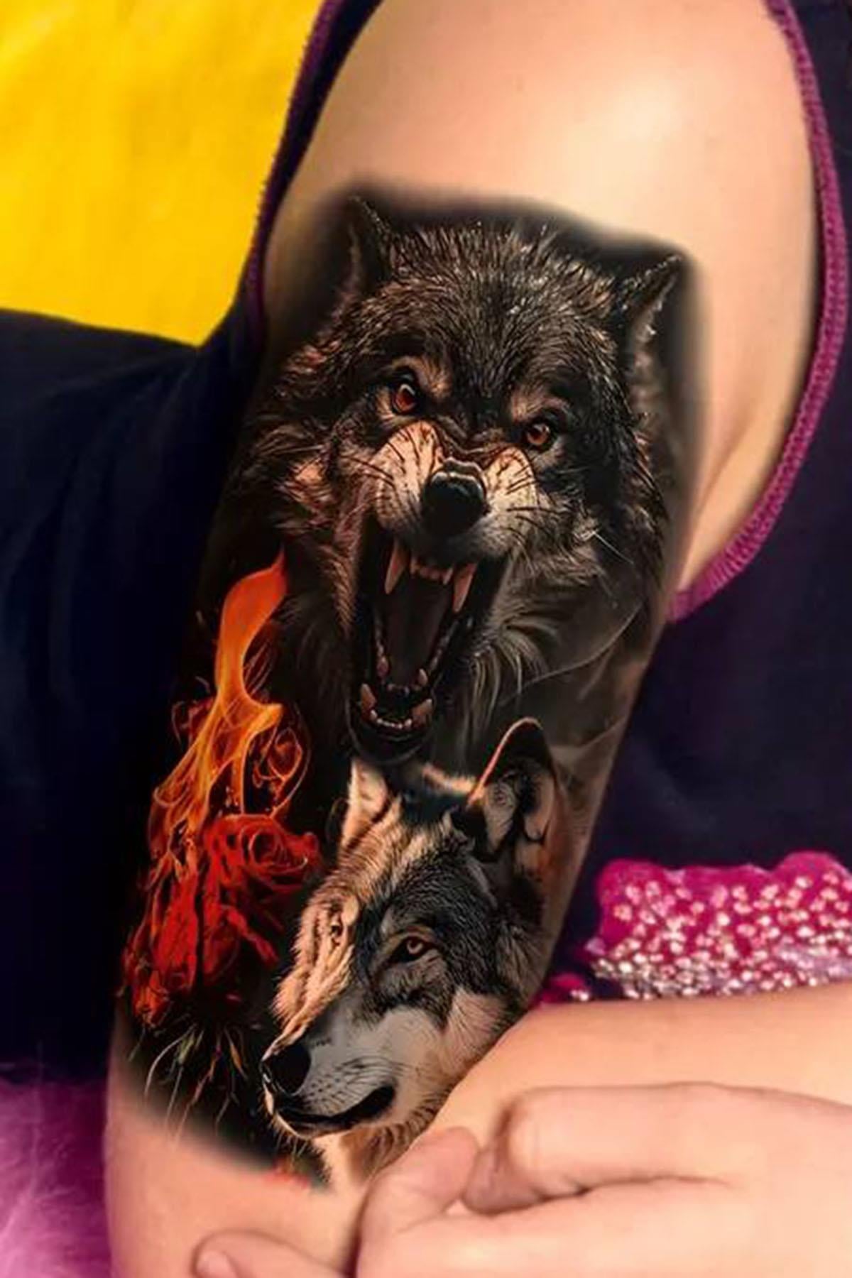 Geçici Kurt Figürlü Dövme Tattoo