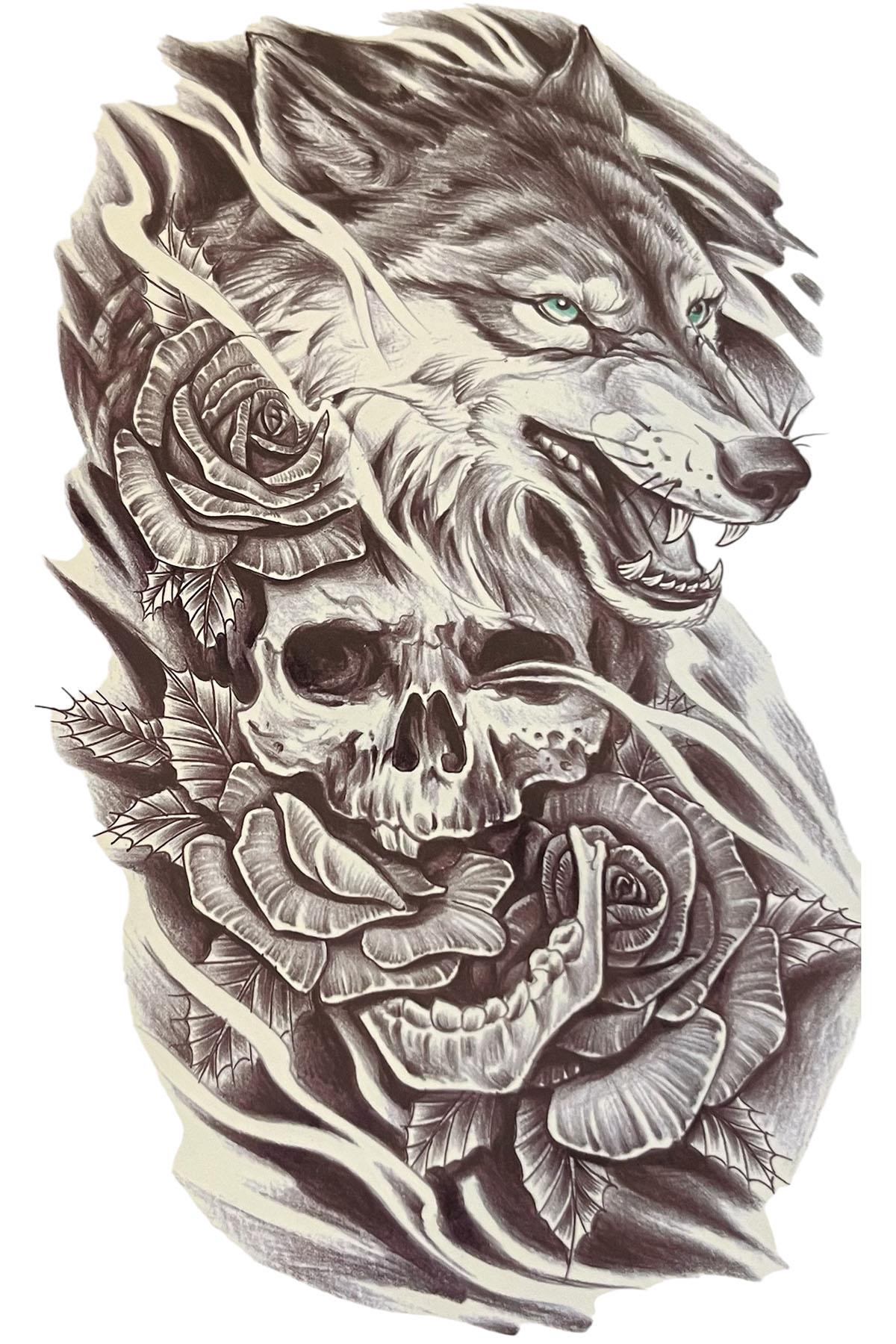 Geçici Kurt Figürlü Dövme Tattoo