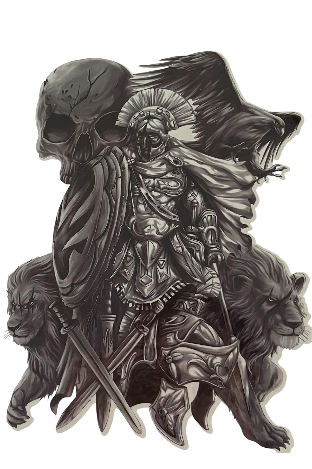 Geçici Savaşçı Figürlü Dövme Tattoo