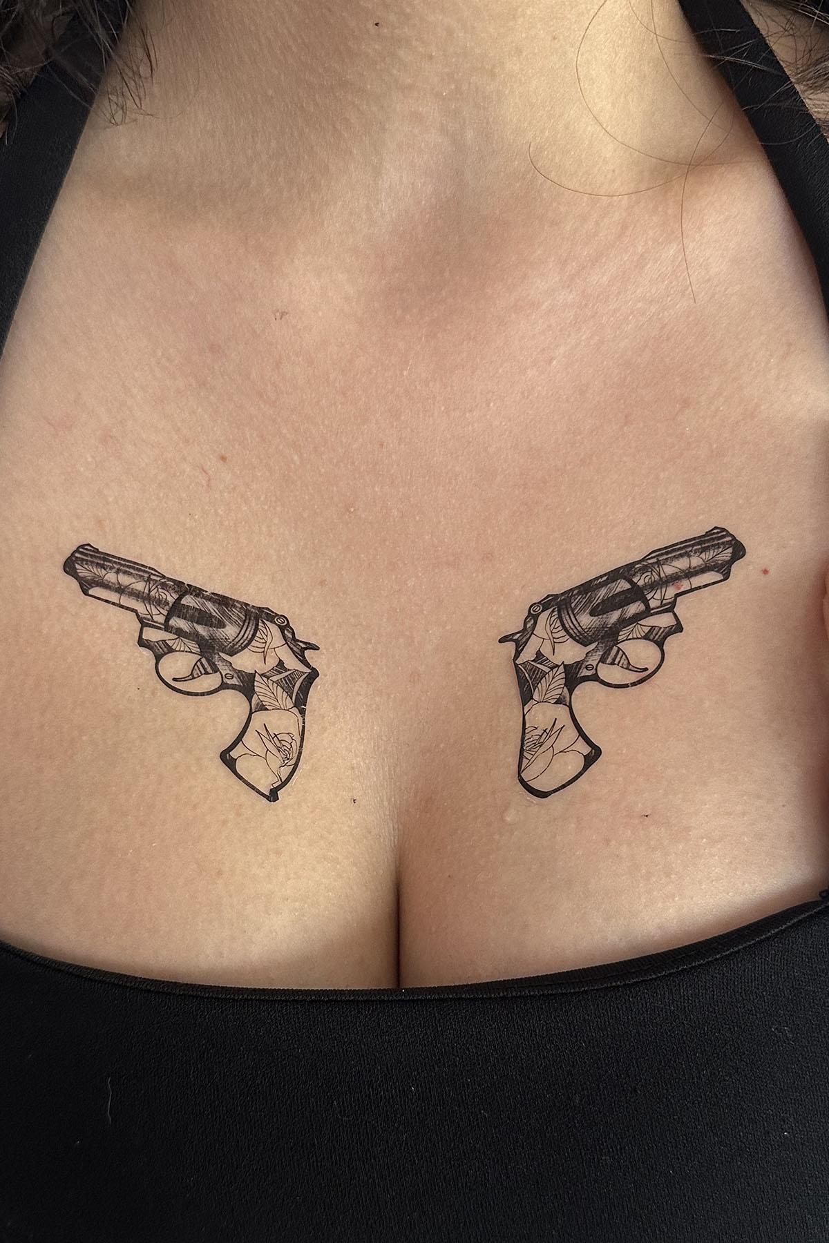 Geçici Silah Figürlü Mini Dövme Tattoo