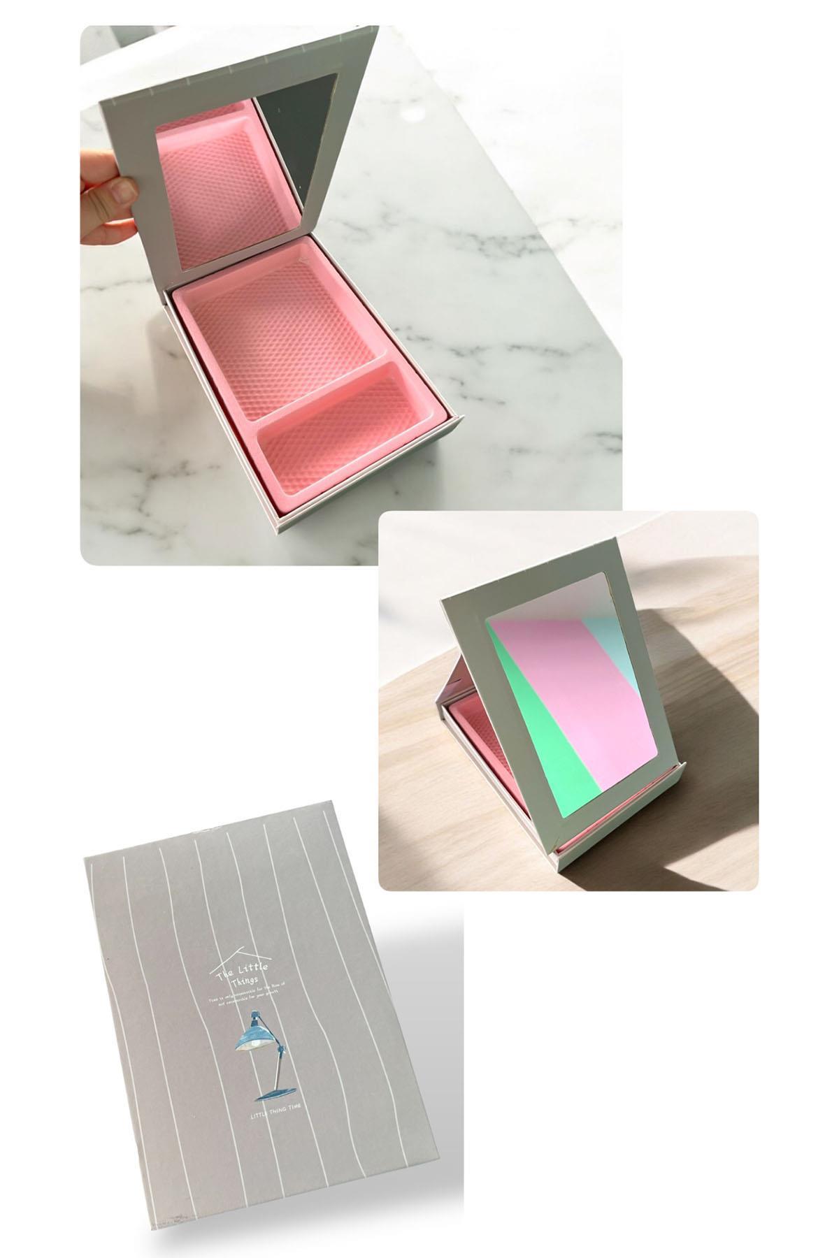 Gri Renk Ayna Detaylı Takı Organizeri