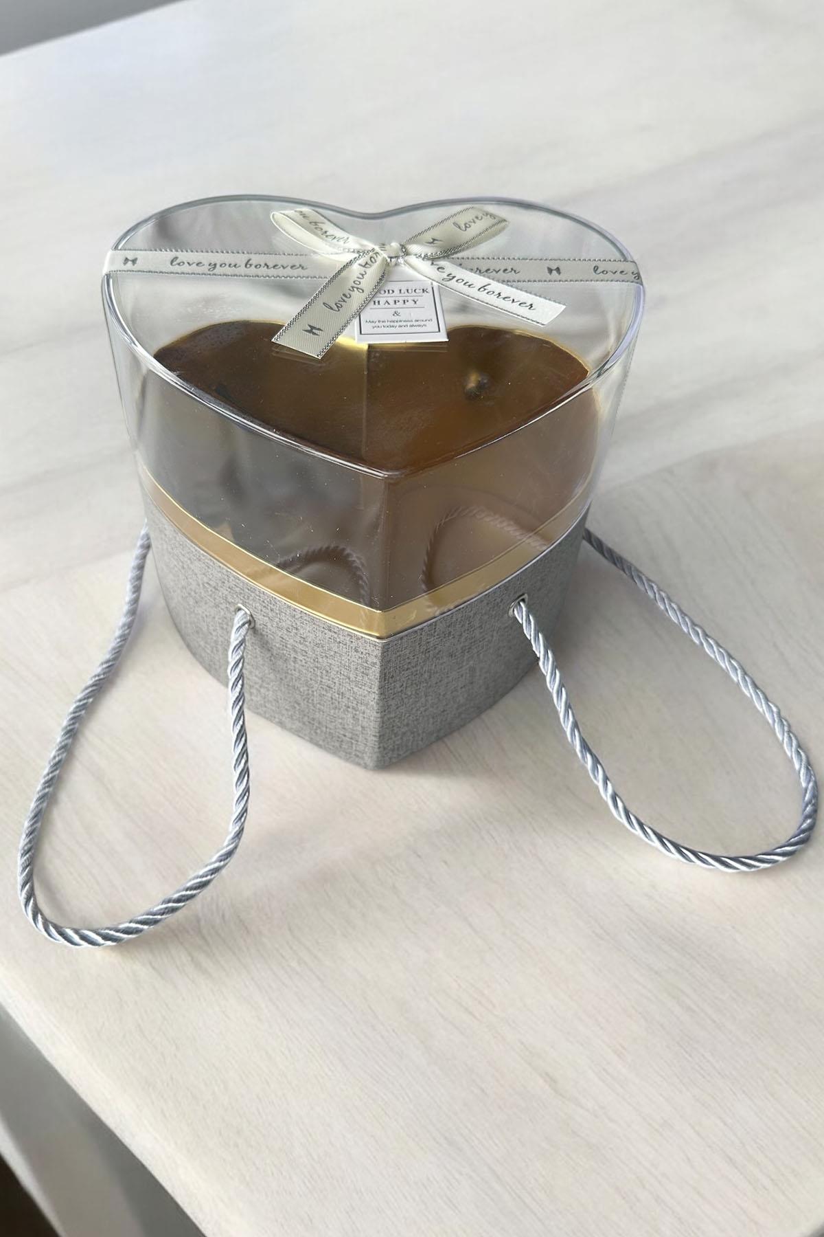 Gri Renk Kalp Figürlü Hediye Kutusu