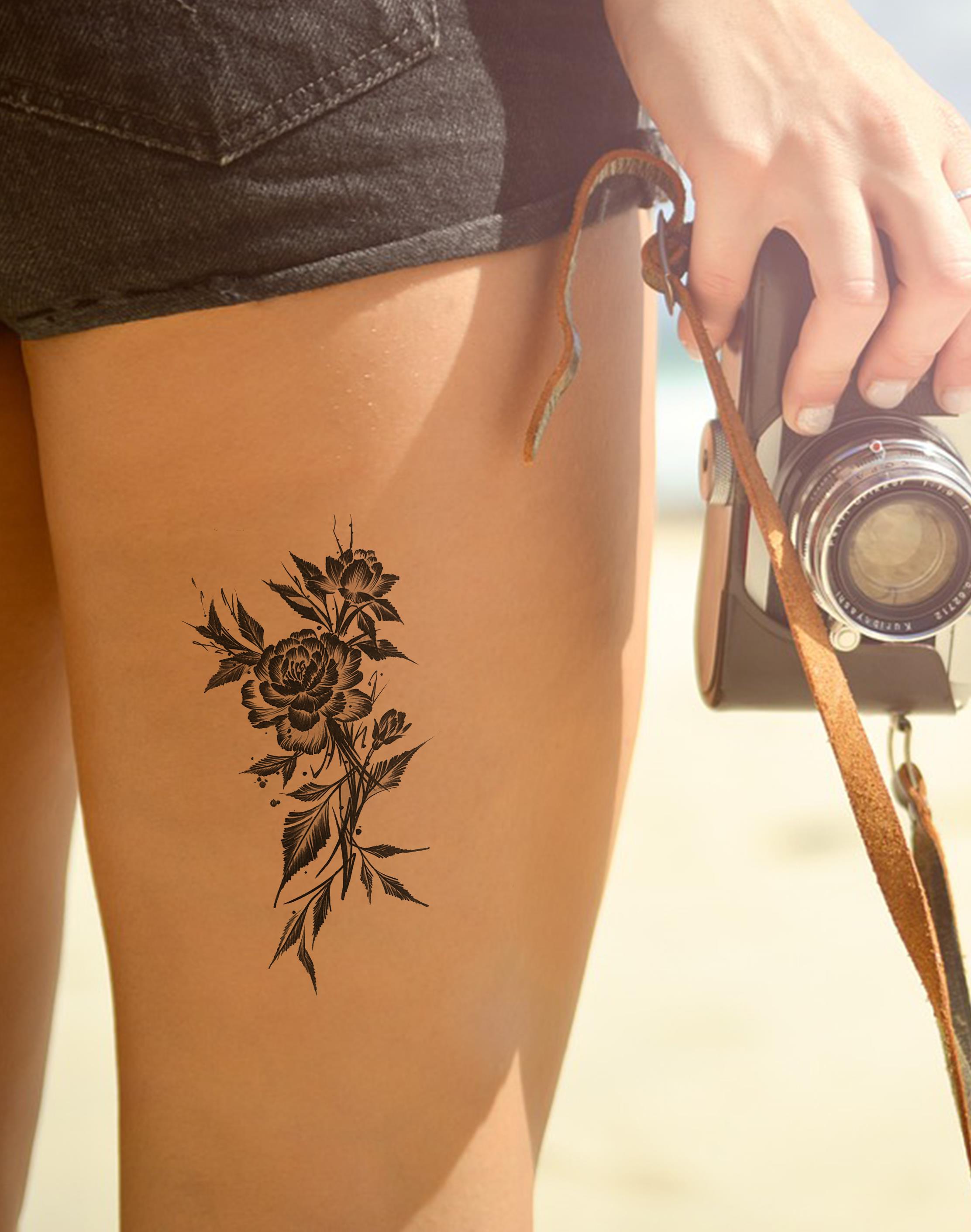 Gül Figürlü Geçici Dövme Tattoo