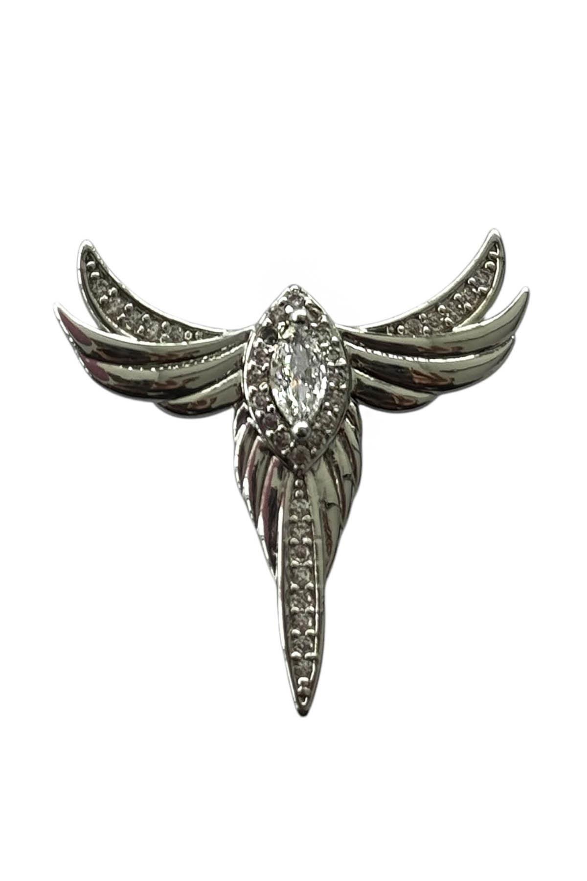 Gümüş Renk Anka Kuşu Figürlü Taş Detaylı Ajda Charm / Kolye/ Bileklik Ucu