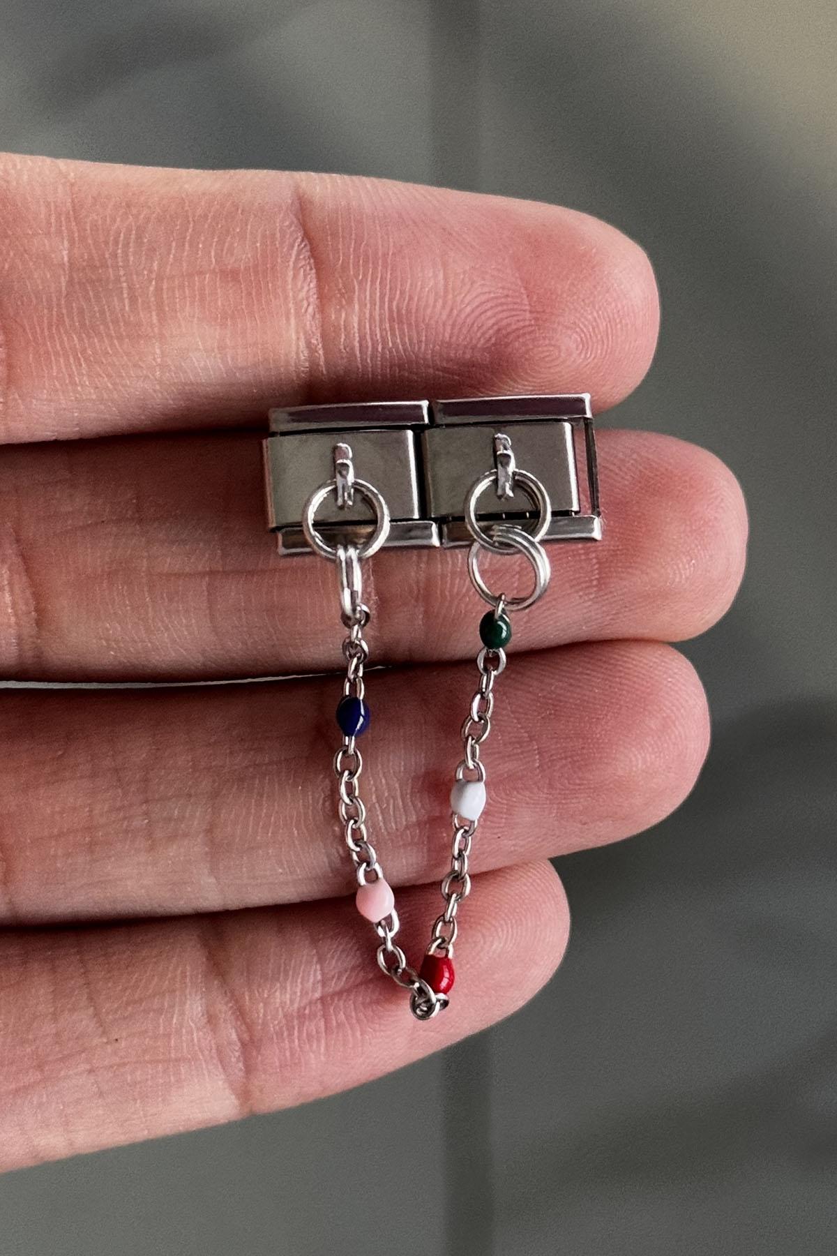 Gümüş Renk Boncuk Figürlü Çelik Nomination Charm (Çift