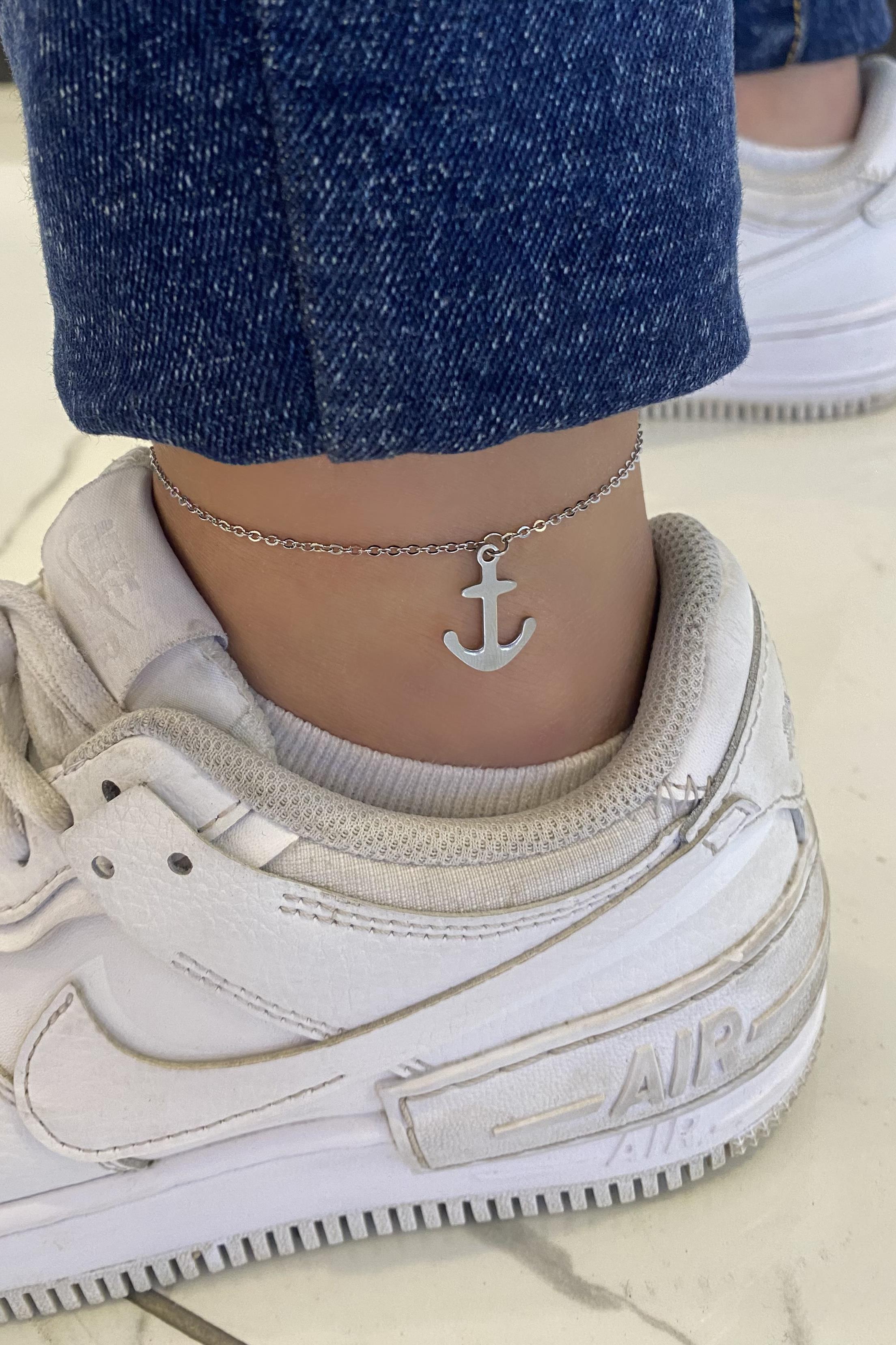 Gümüş Renk Çapa Figürlü Çelik Halhal