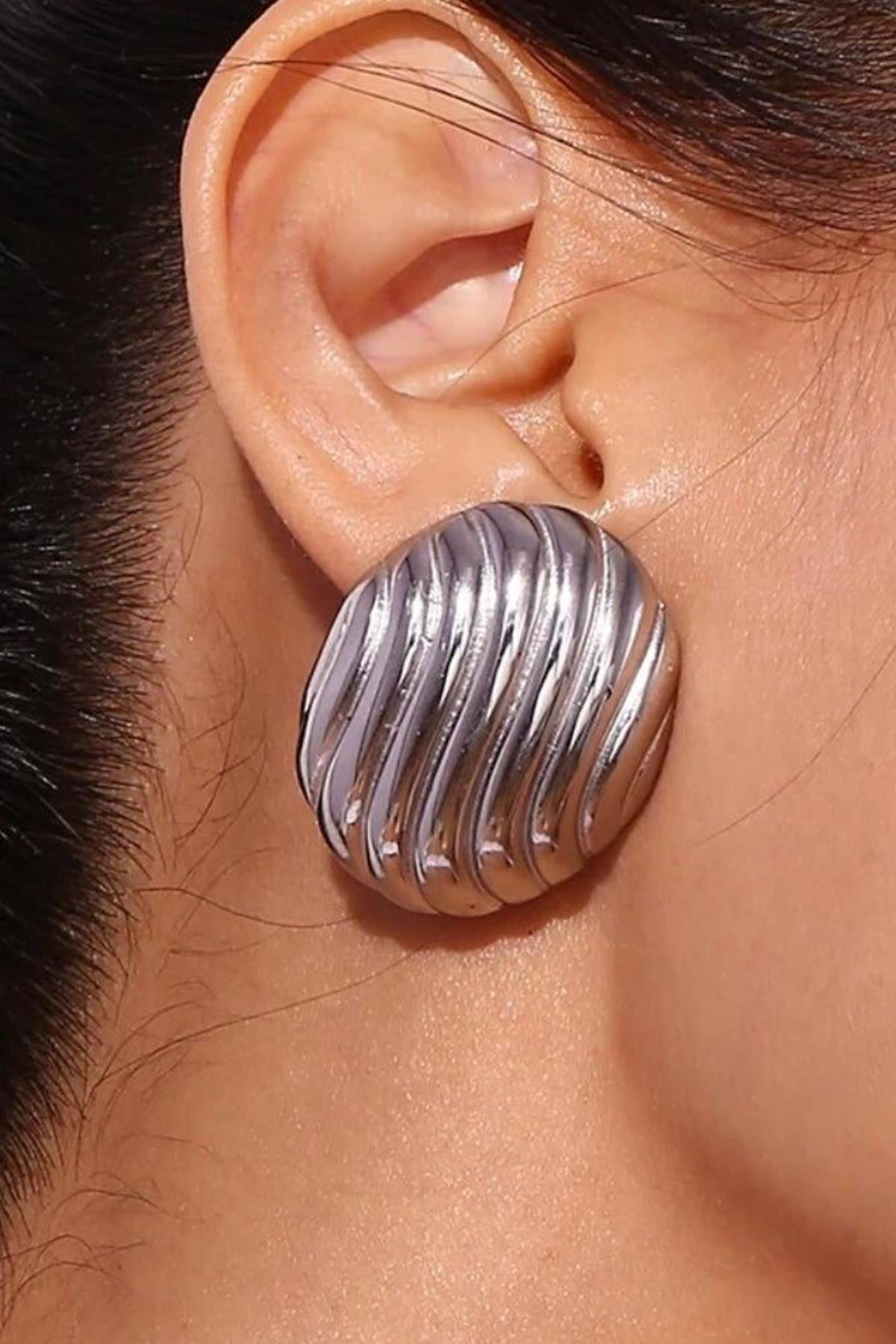 Gümüş Renk Çelik Küpe (Çift)