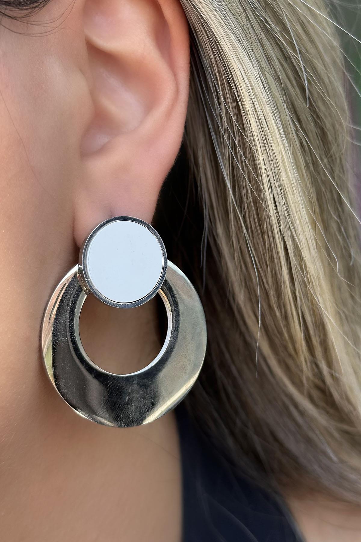 Gümüş Renk Çelik Küpe (Çift)