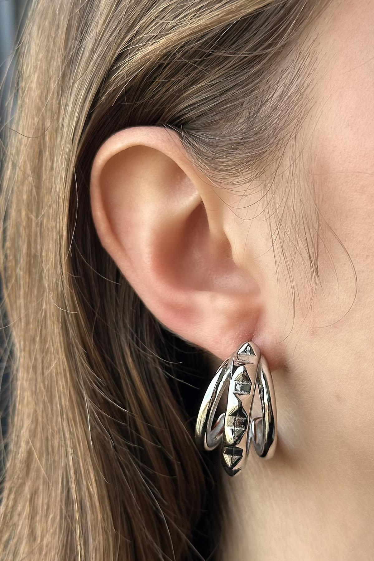 Gümüş Renk Çelik Halka Küpe (Çift)