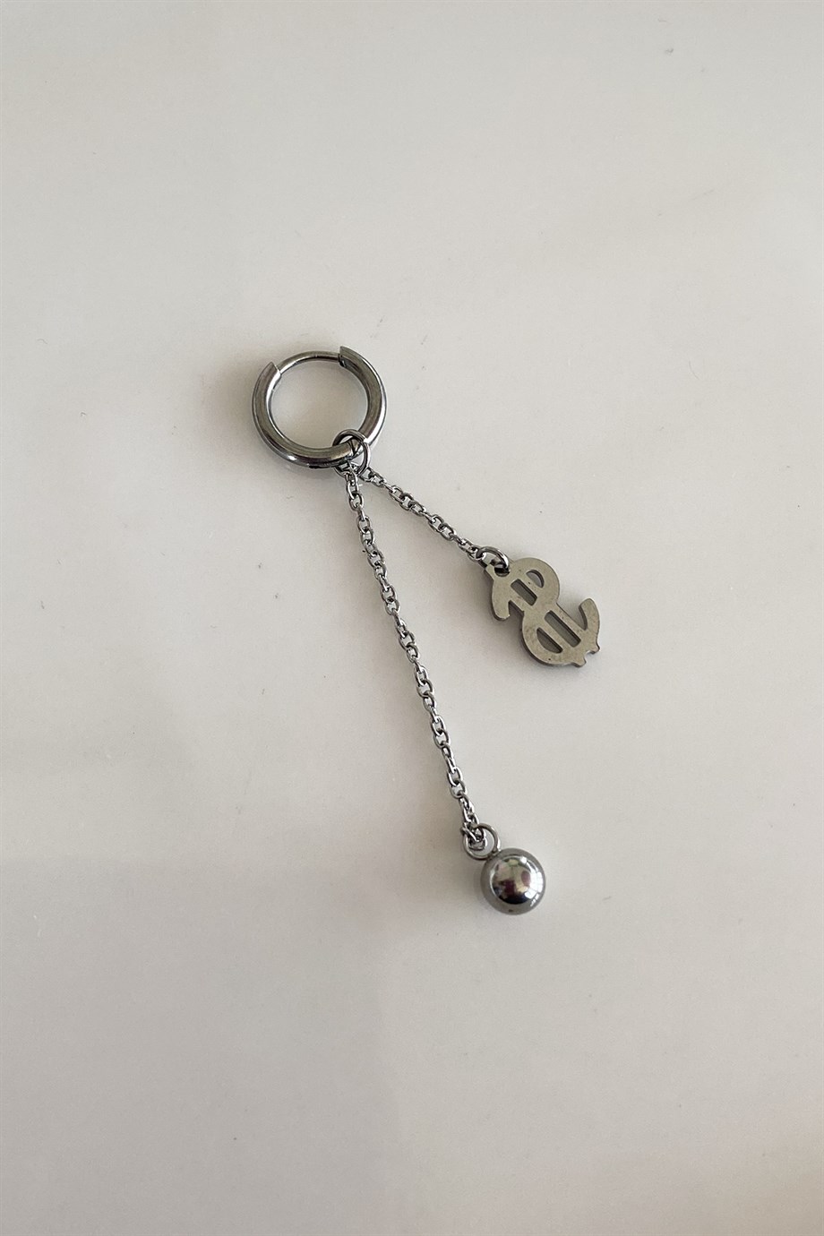 Gümüş Renk Dolar Figürlü Unisex Çelik Küpe (Tek)