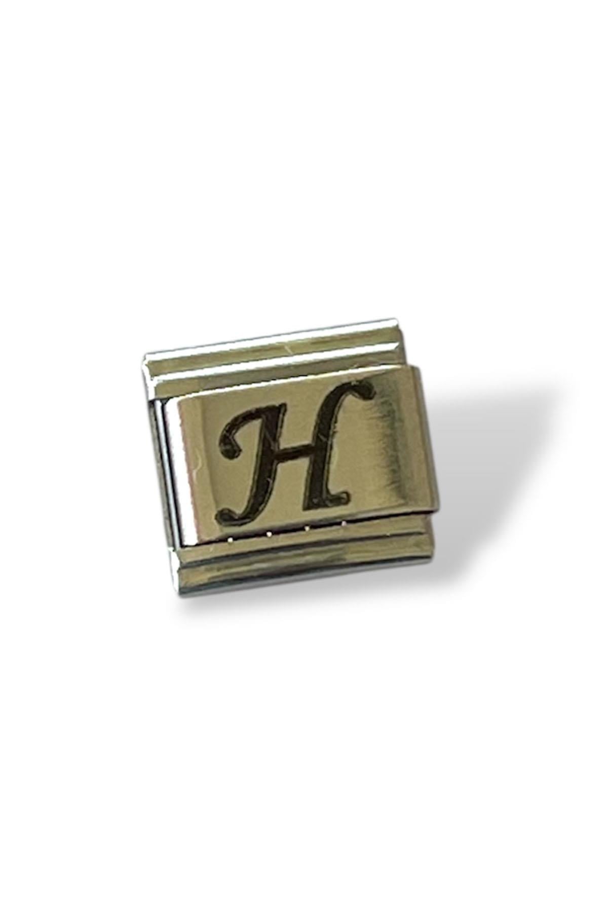 Gümüş Renk H Harf Çelik Nomination Charm (Tek)