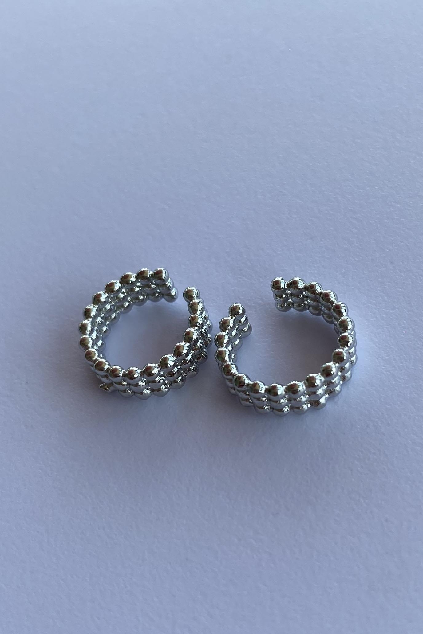 Gümüş Renk Halka Ear Cuff (Çift)