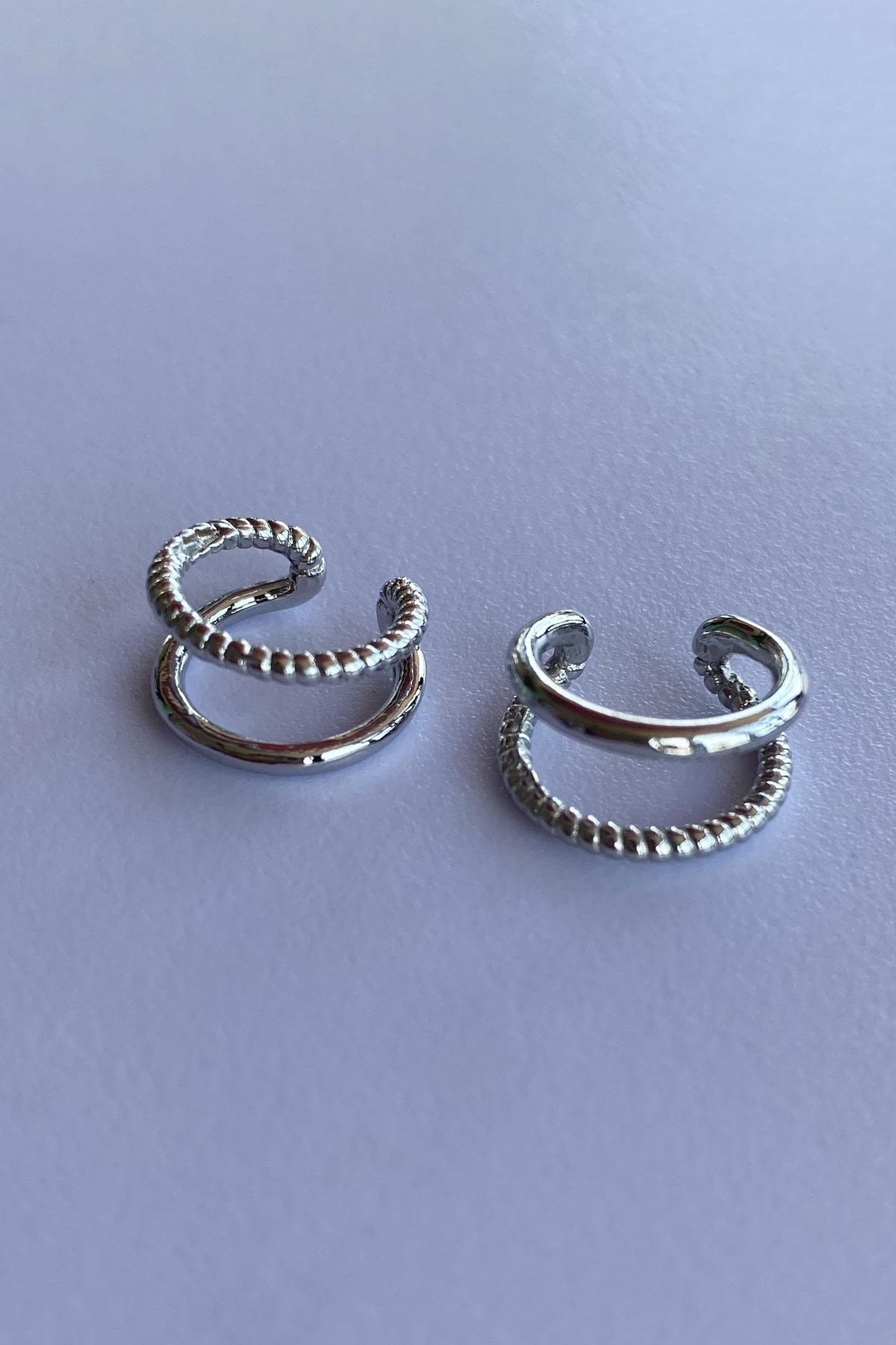 Gümüş Renk Halka Ear Cuff (Çift)
